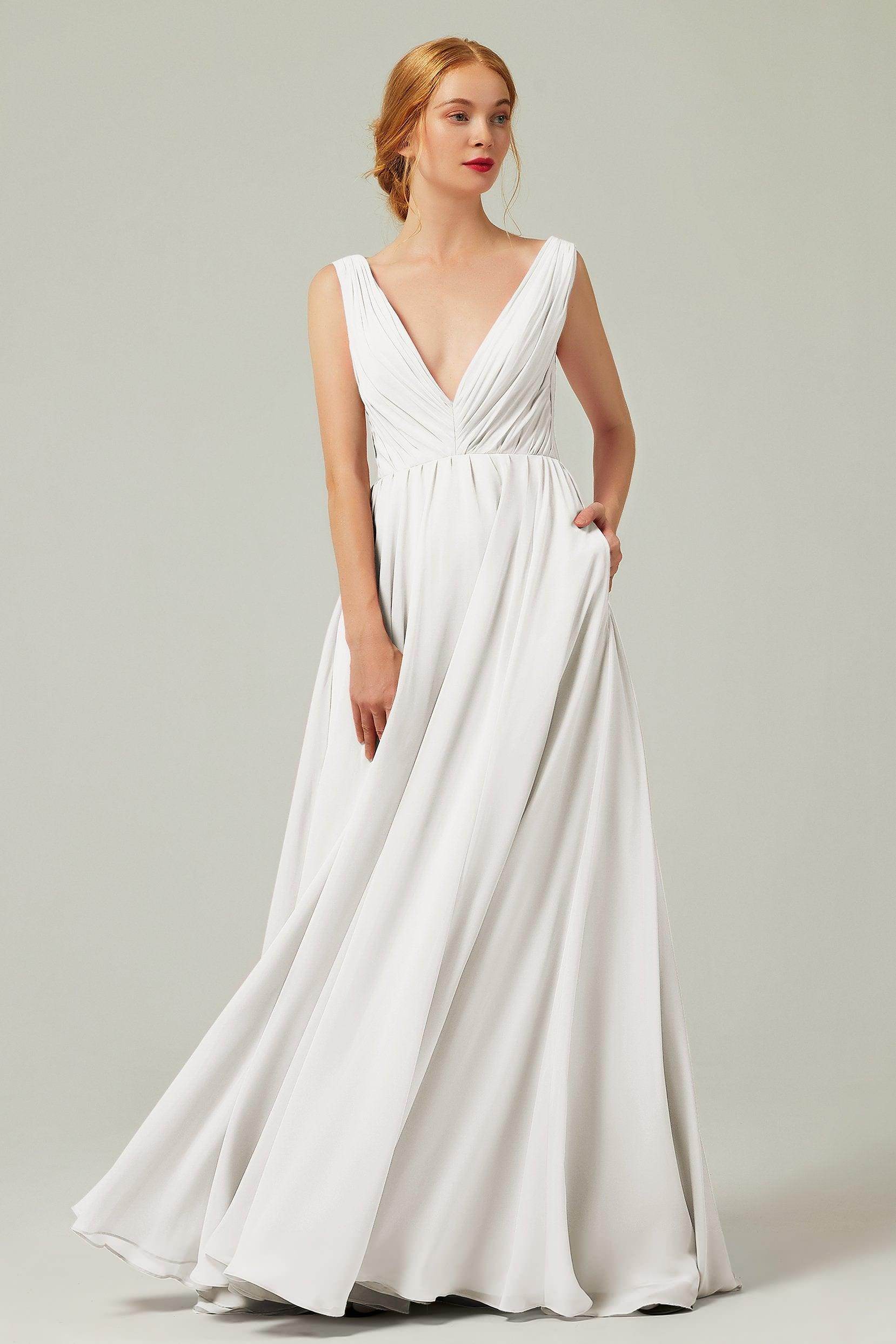 A-Line Floor Length Chiffon Bridesmaid Dress CB0245 - COCOMELODY