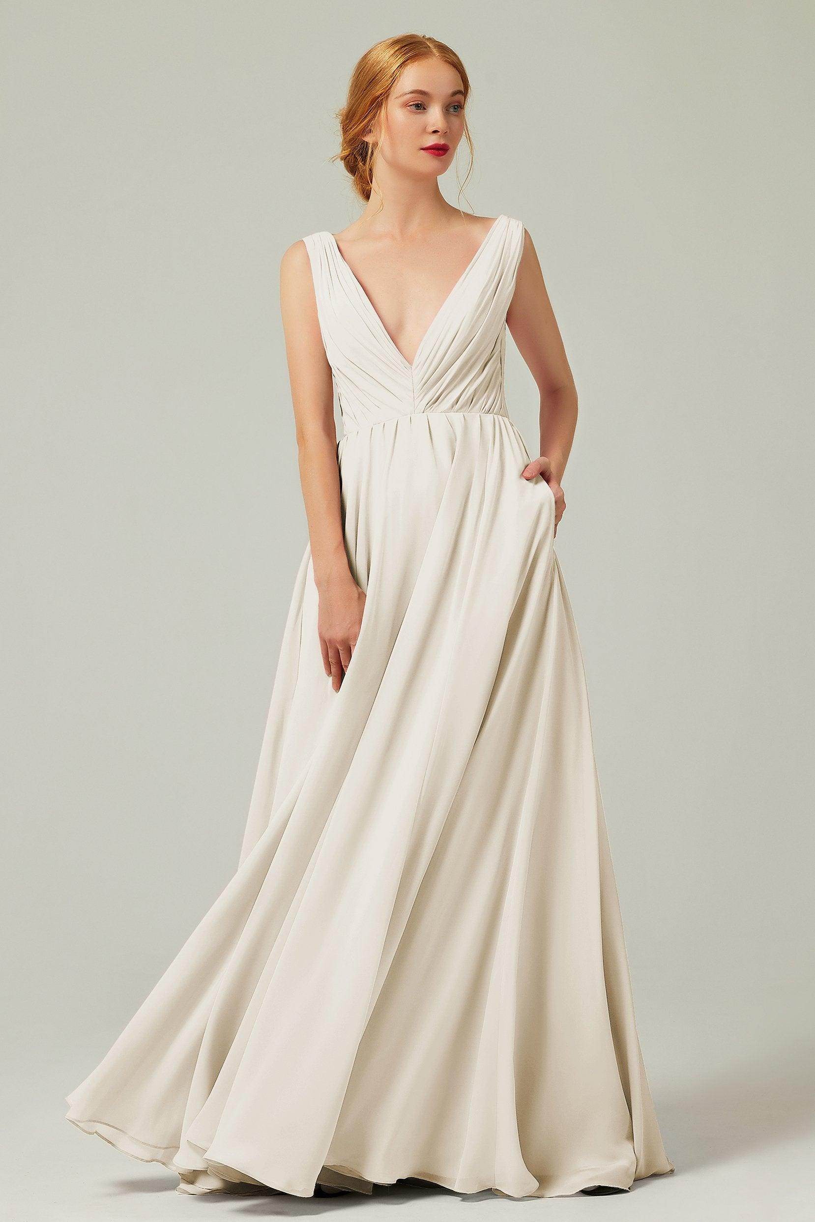 A-Line Floor Length Chiffon Bridesmaid Dress CB0245 - COCOMELODY