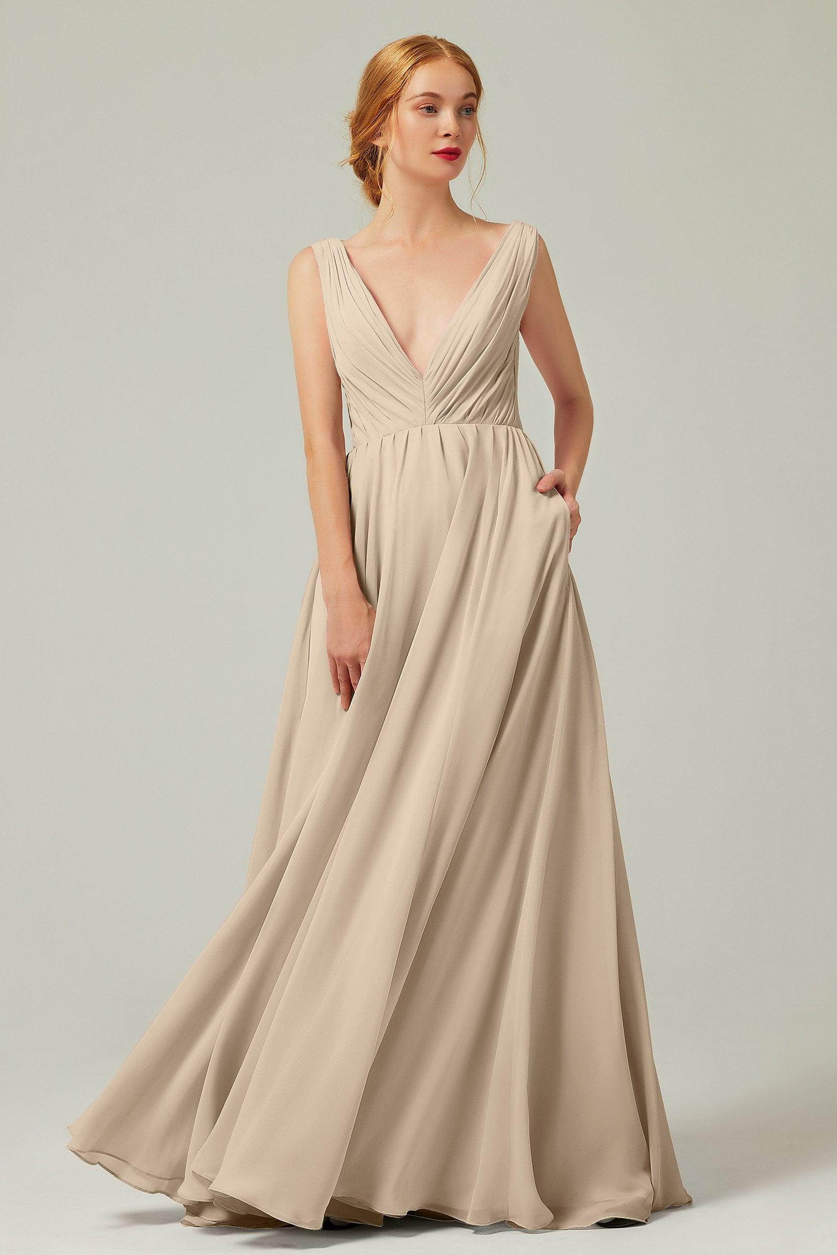 A-Line Floor Length Chiffon Bridesmaid Dress CB0245 - COCOMELODY