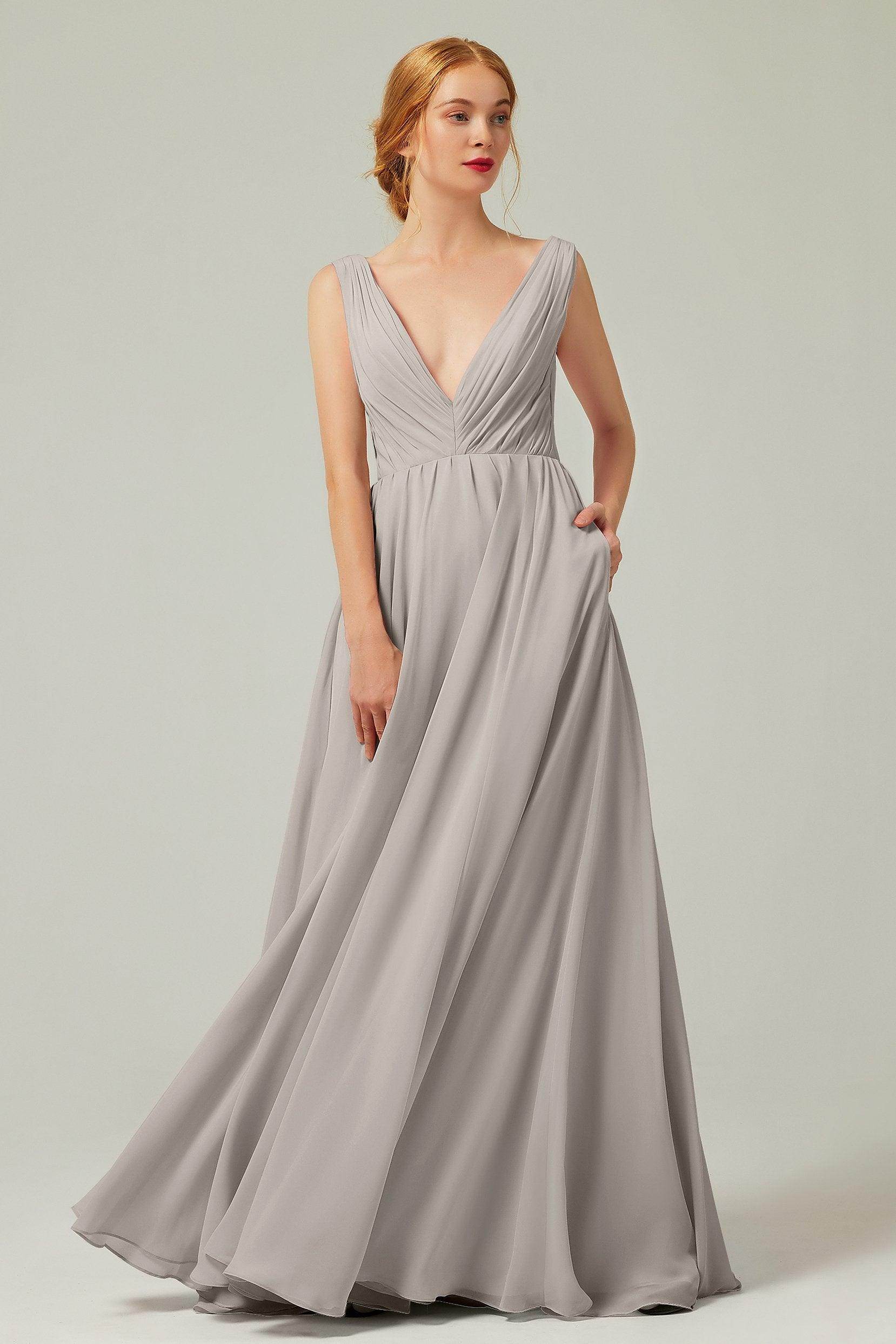 A-Line Floor Length Chiffon Bridesmaid Dress CB0245 - COCOMELODY