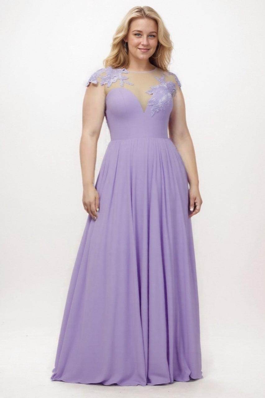A-Line Sweep-Brush-Train Chiffon Bridesmaid Dress CB0248PS - COCOMELODY