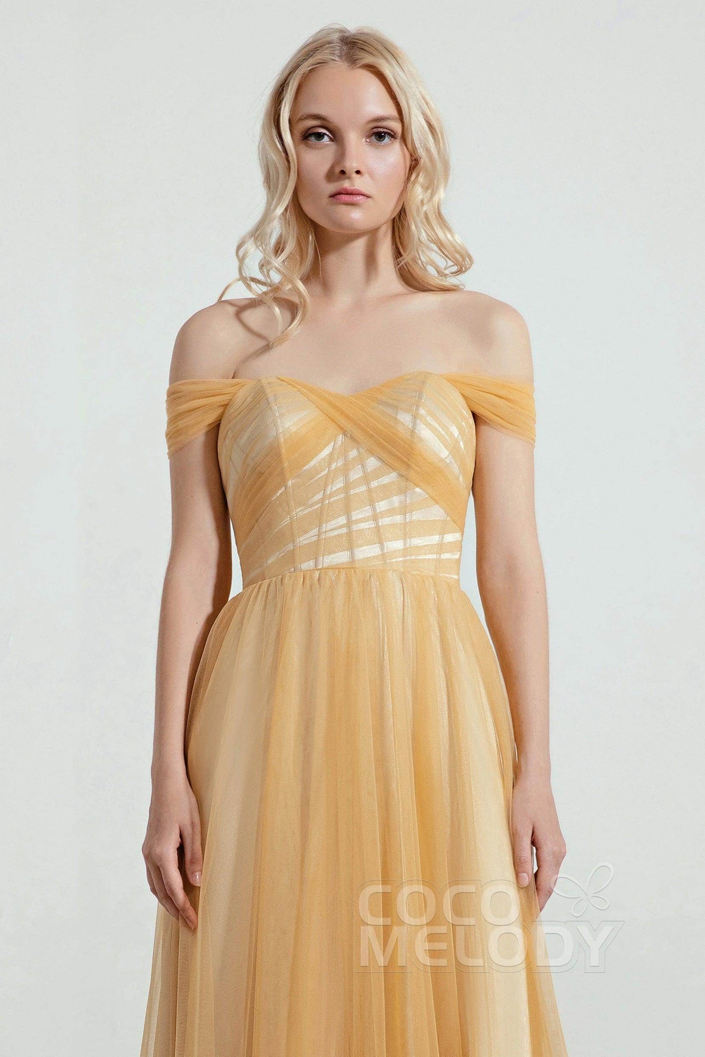 A-Line Tulle/Elastic Silk like Satin Bridesmaid Dress CB0261 - COCOMELODY