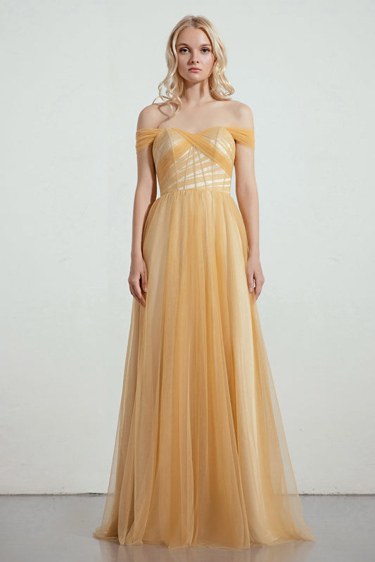 A-Line Tulle/Elastic Silk like Satin Bridesmaid Dress CB0261