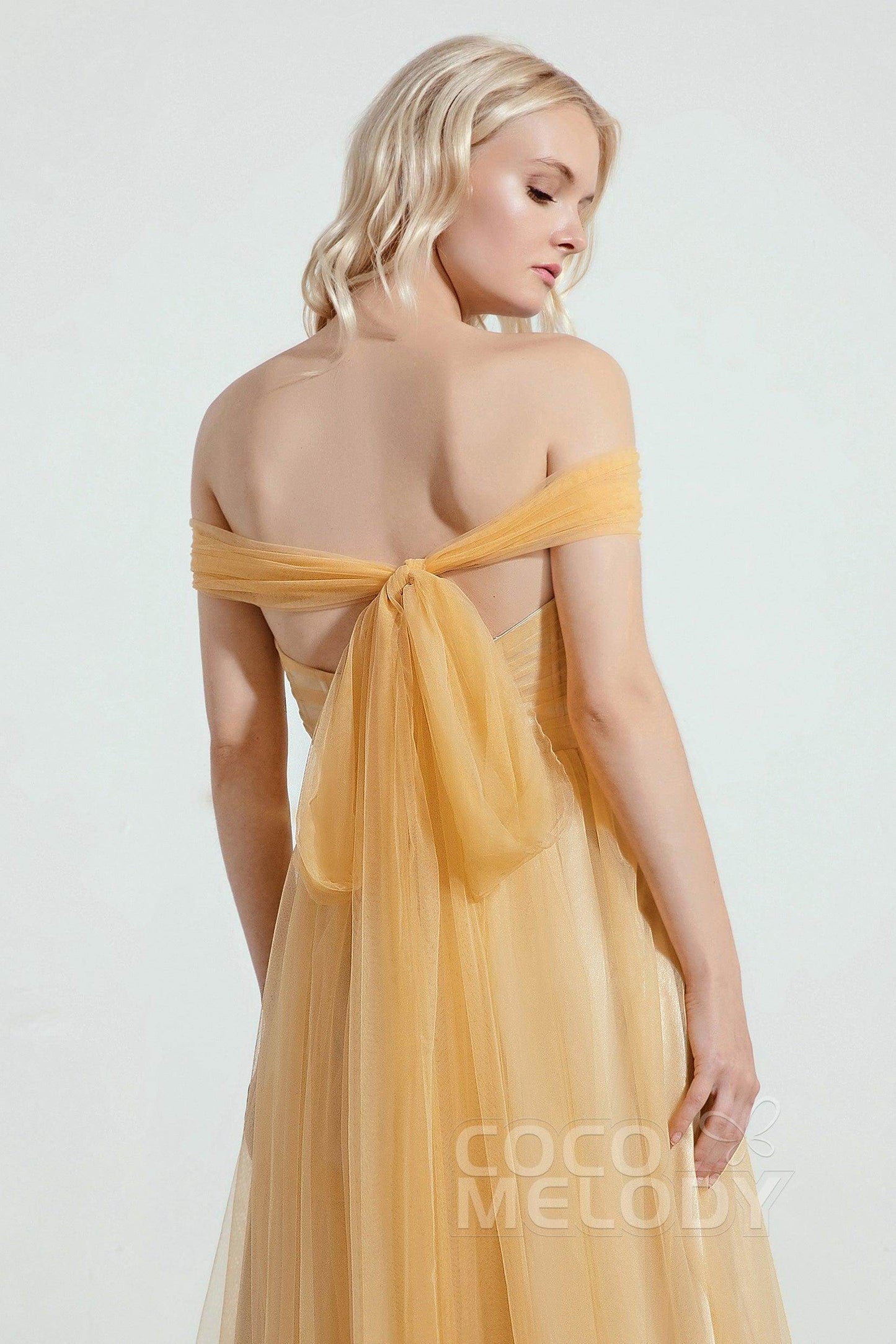 A-Line Tulle/Elastic Silk like Satin Bridesmaid Dress CB0261 - COCOMELODY