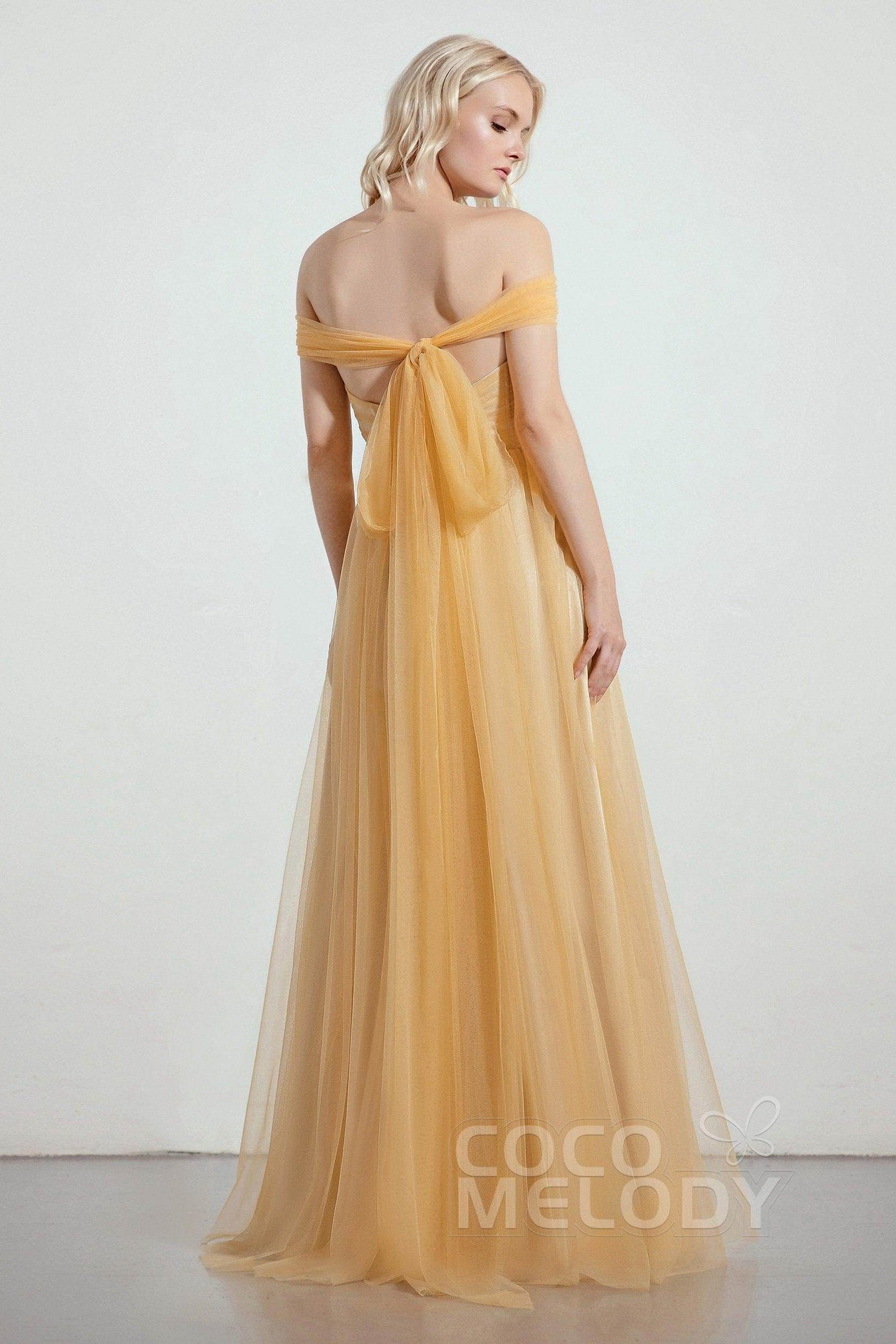 A-Line Tulle/Elastic Silk like Satin Bridesmaid Dress CB0261 - COCOMELODY