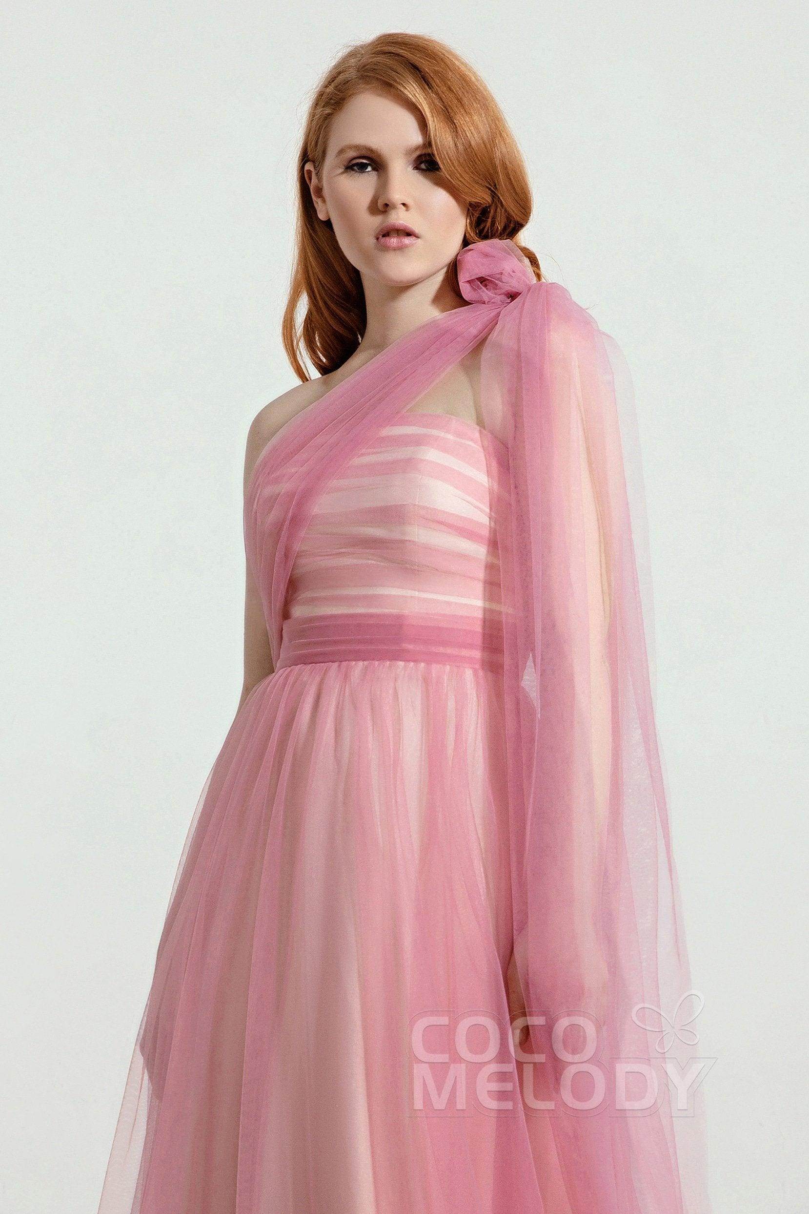 A-Line Tulle/Elastic Silk like Satin Bridesmaid Dress CB0262 - COCOMELODY