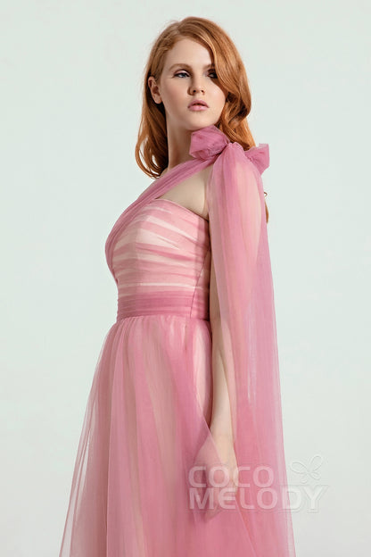 A-Line Tulle/Elastic Silk like Satin Bridesmaid Dress CB0262