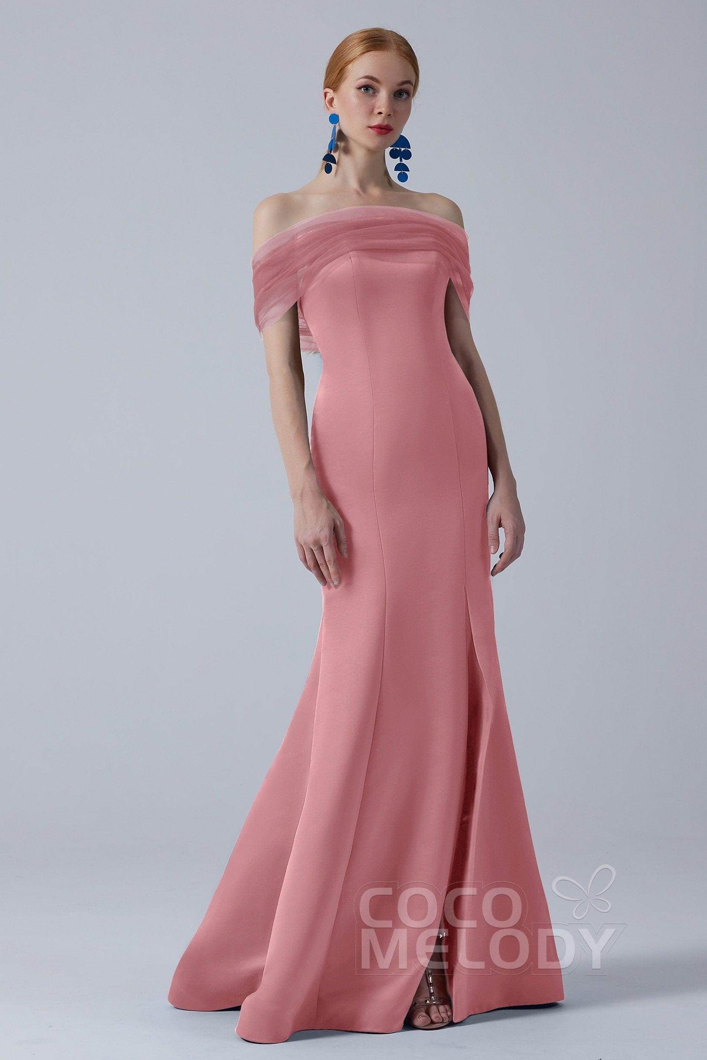 Trumpet-Mermaid Sweep-Brush Train Satin Dress CB0264 - COCOMELODY