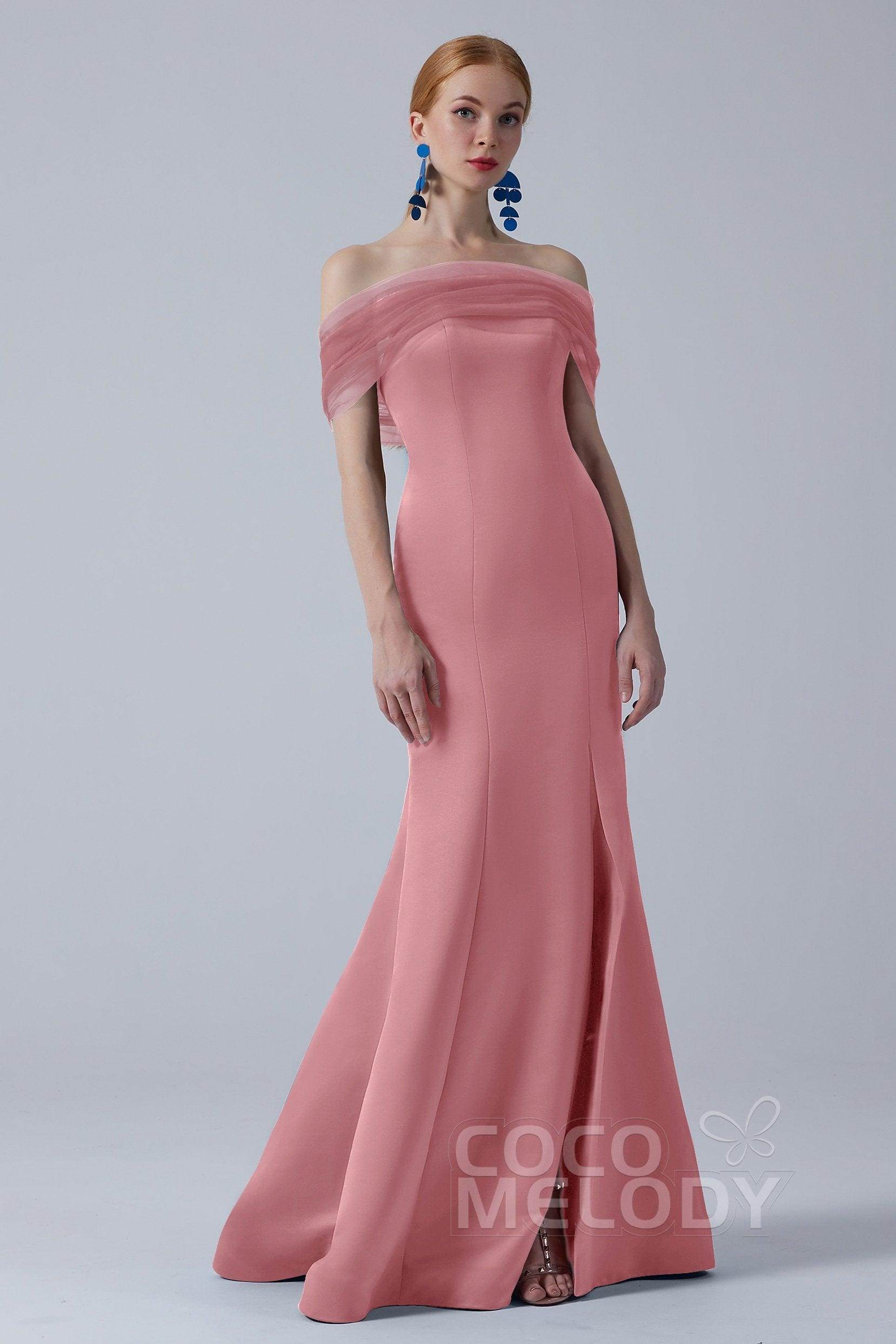 Trumpet-Mermaid Sweep-Brush Train Satin Dress CB0264 - COCOMELODY