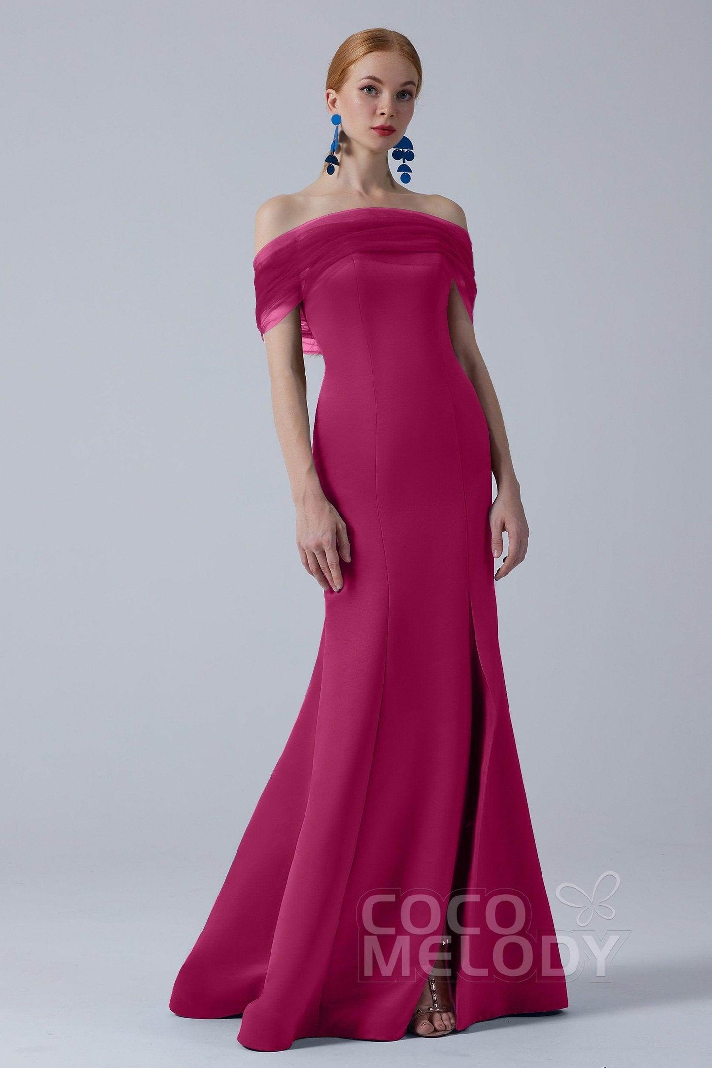 Trumpet-Mermaid Sweep-Brush Train Satin Dress CB0264 - COCOMELODY