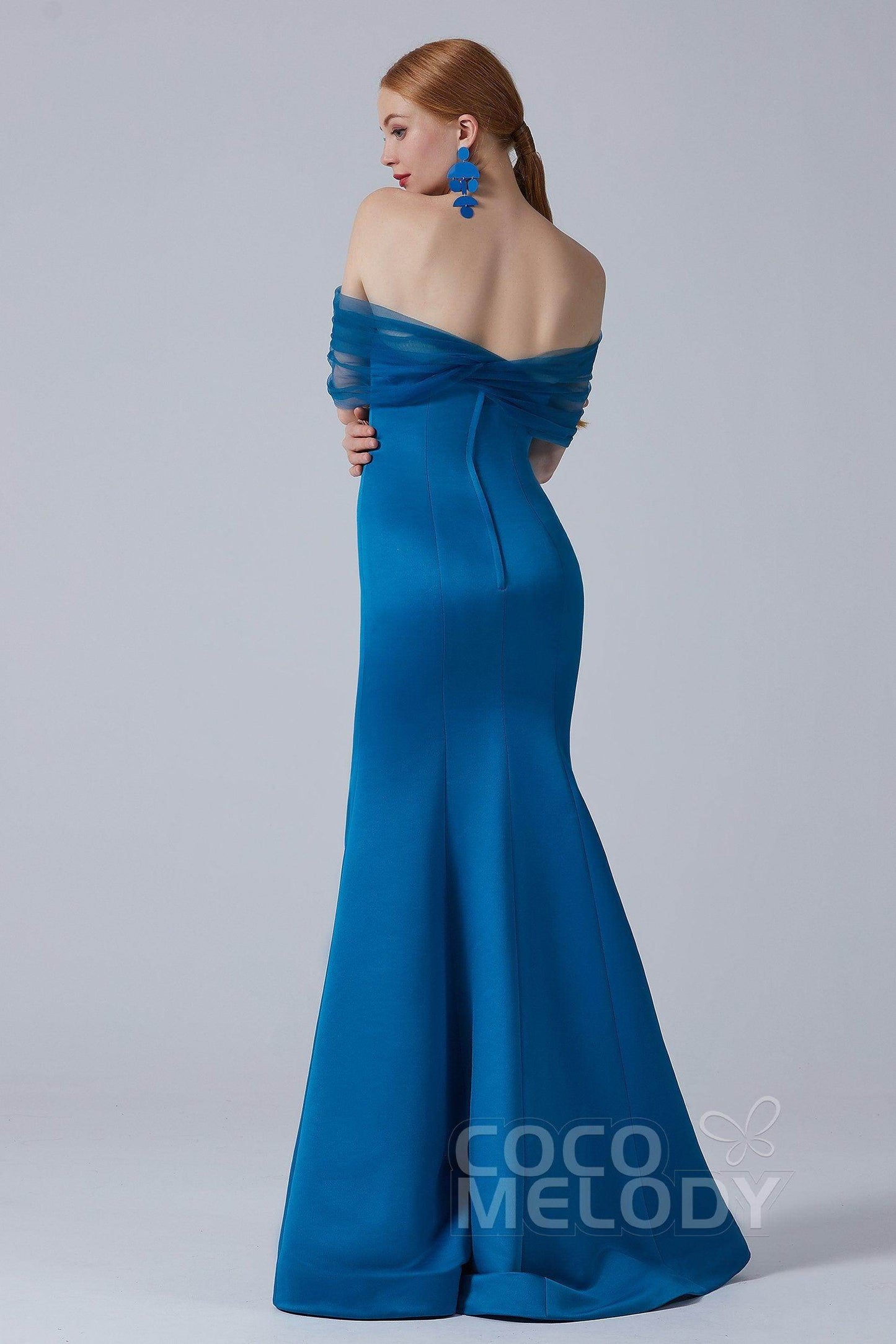 Trumpet-Mermaid Sweep-Brush Train Satin Dress CB0264 - COCOMELODY