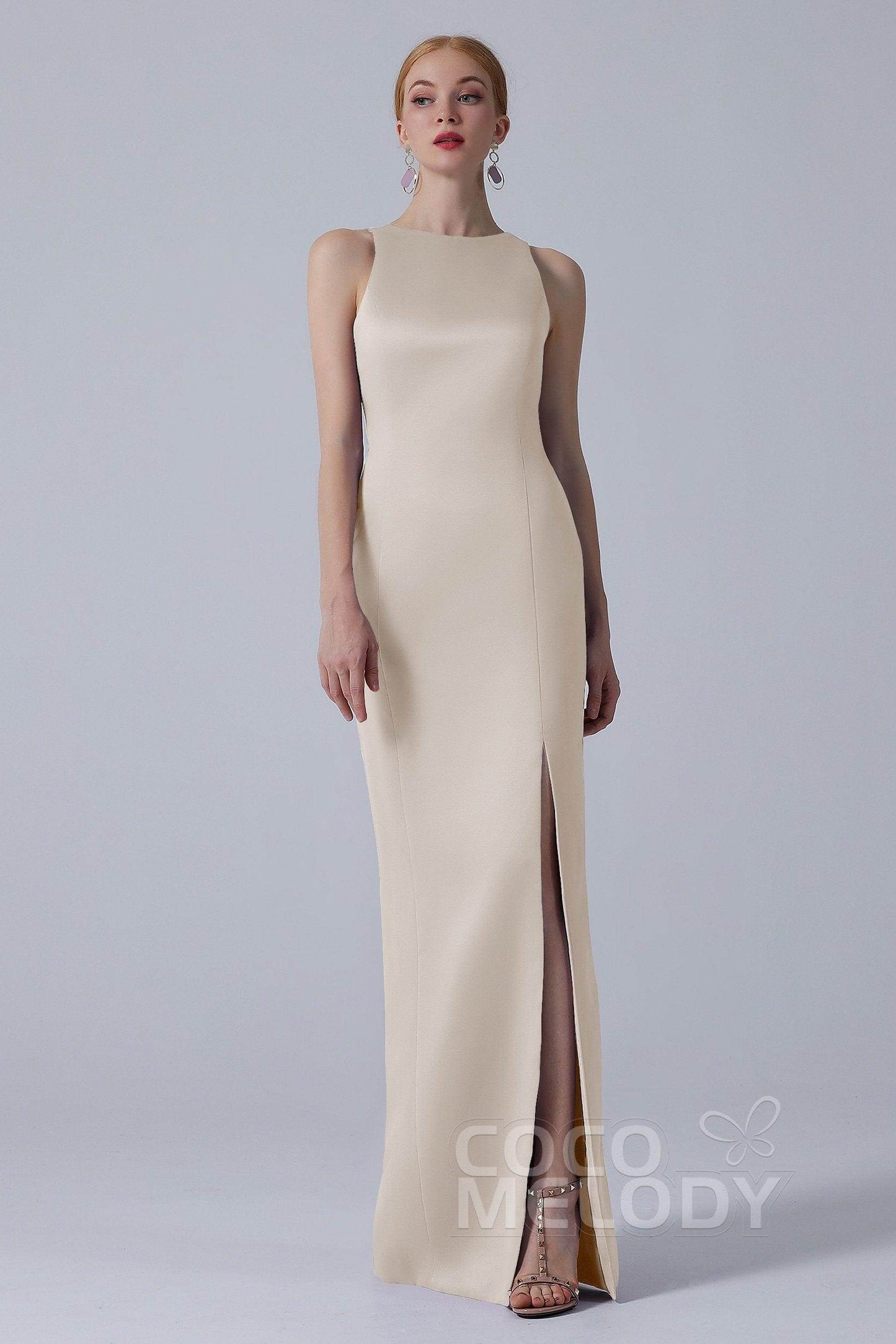 Sheath-Column Floor Length Satin Dress CB0267 - COCOMELODY