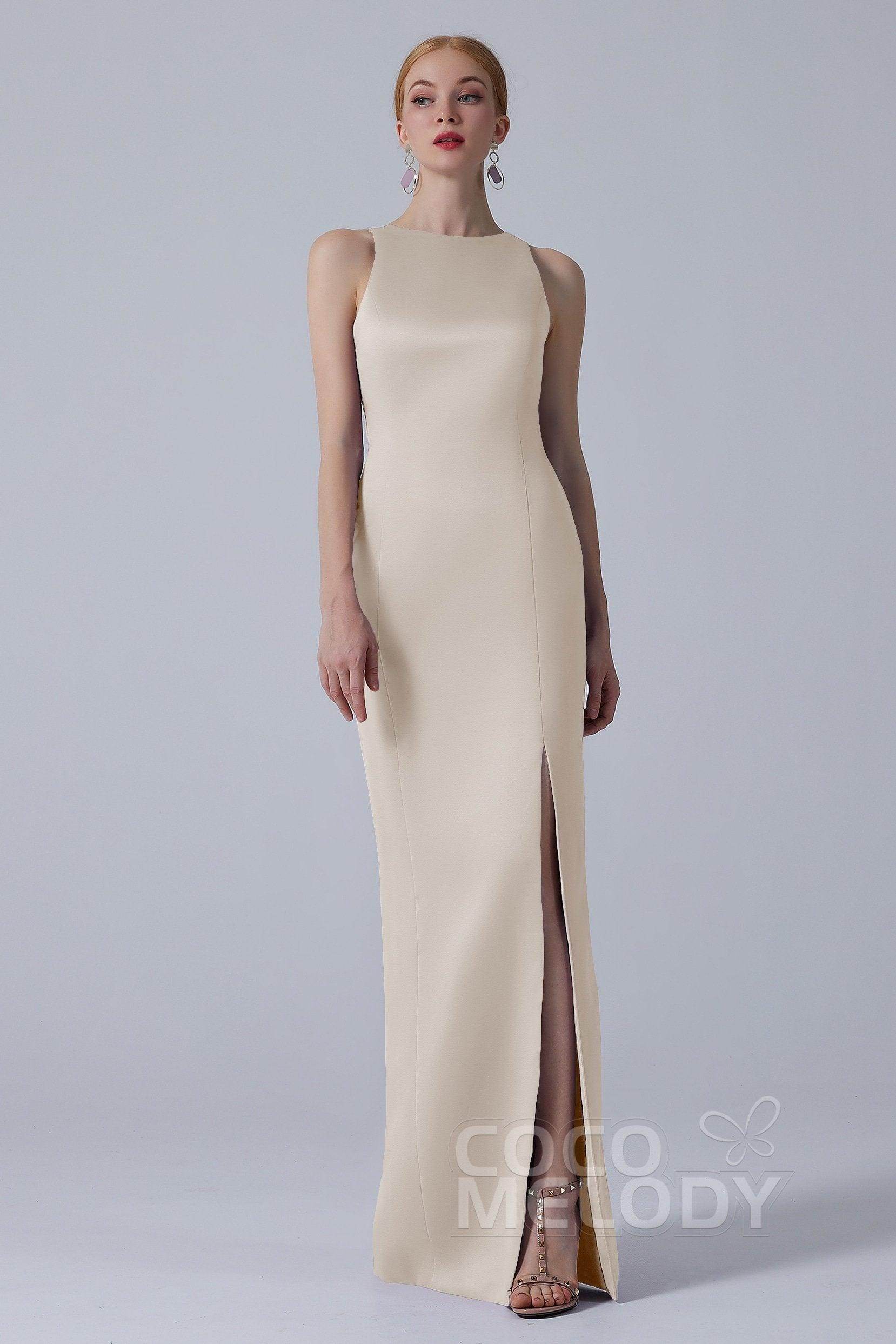 Sheath-Column Floor Length Satin Dress CB0267 - COCOMELODY