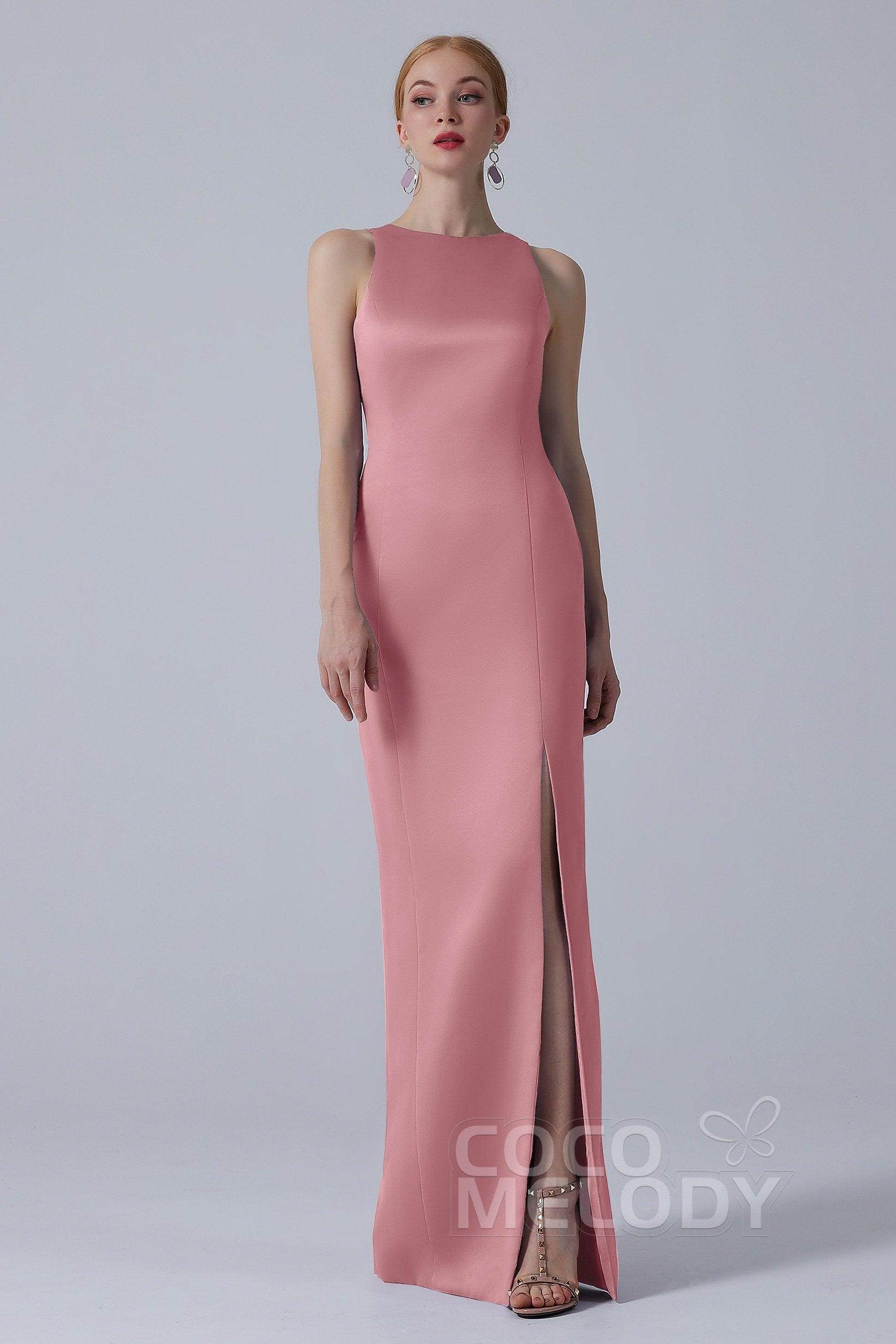 Sheath-Column Floor Length Satin Dress CB0267 - COCOMELODY
