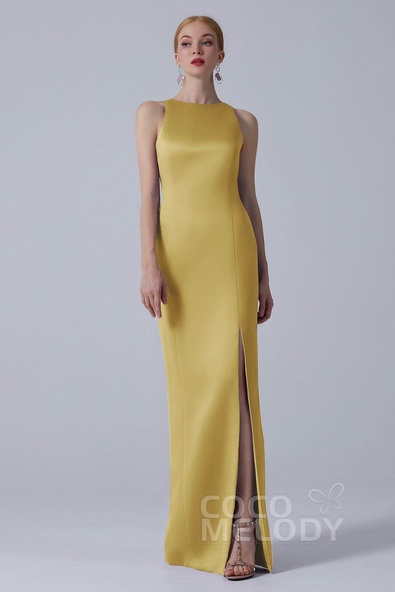 Sheath-Column Floor Length Satin Dress CB0267 - COCOMELODY