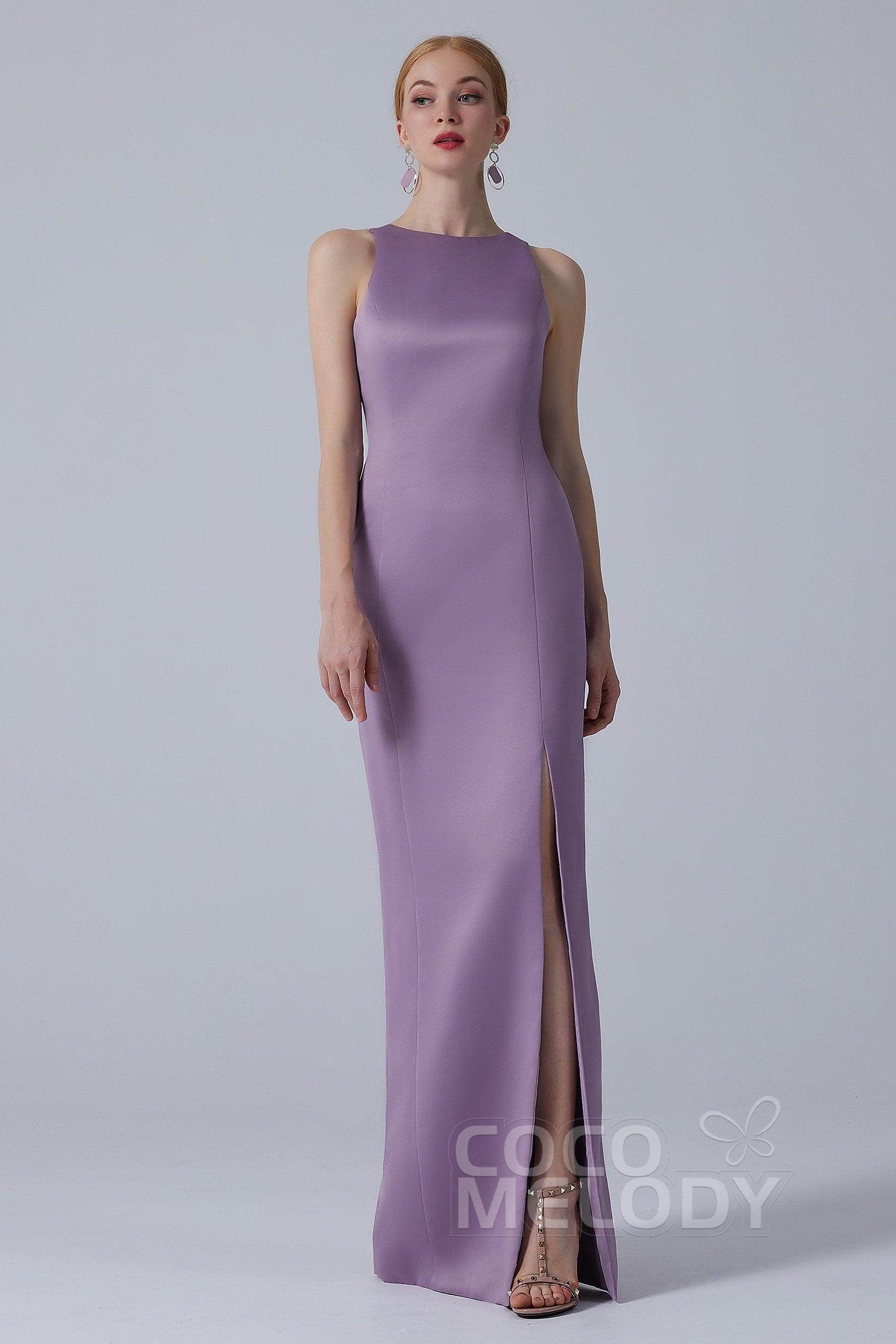 Sheath-Column Floor Length Satin Dress CB0267 - COCOMELODY