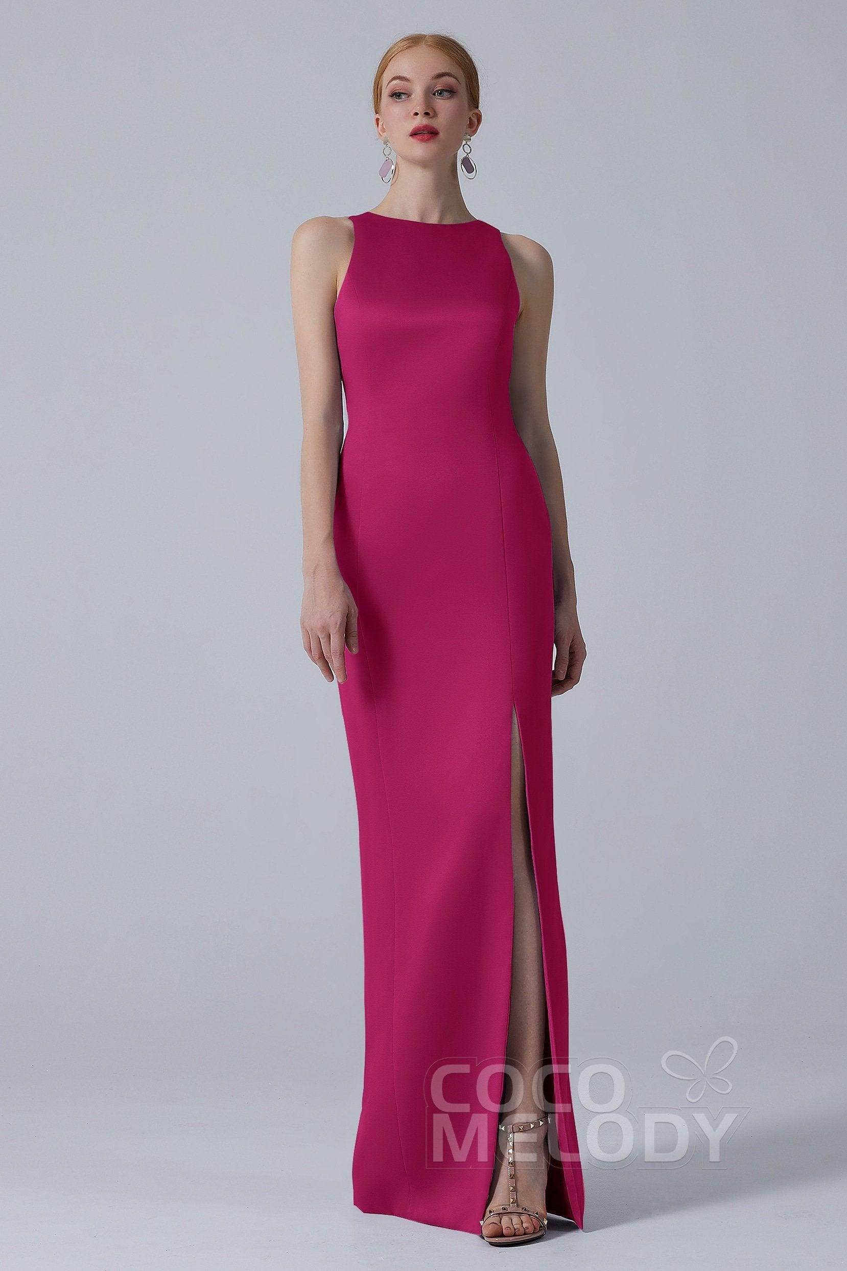 Sheath-Column Floor Length Satin Dress CB0267 - COCOMELODY