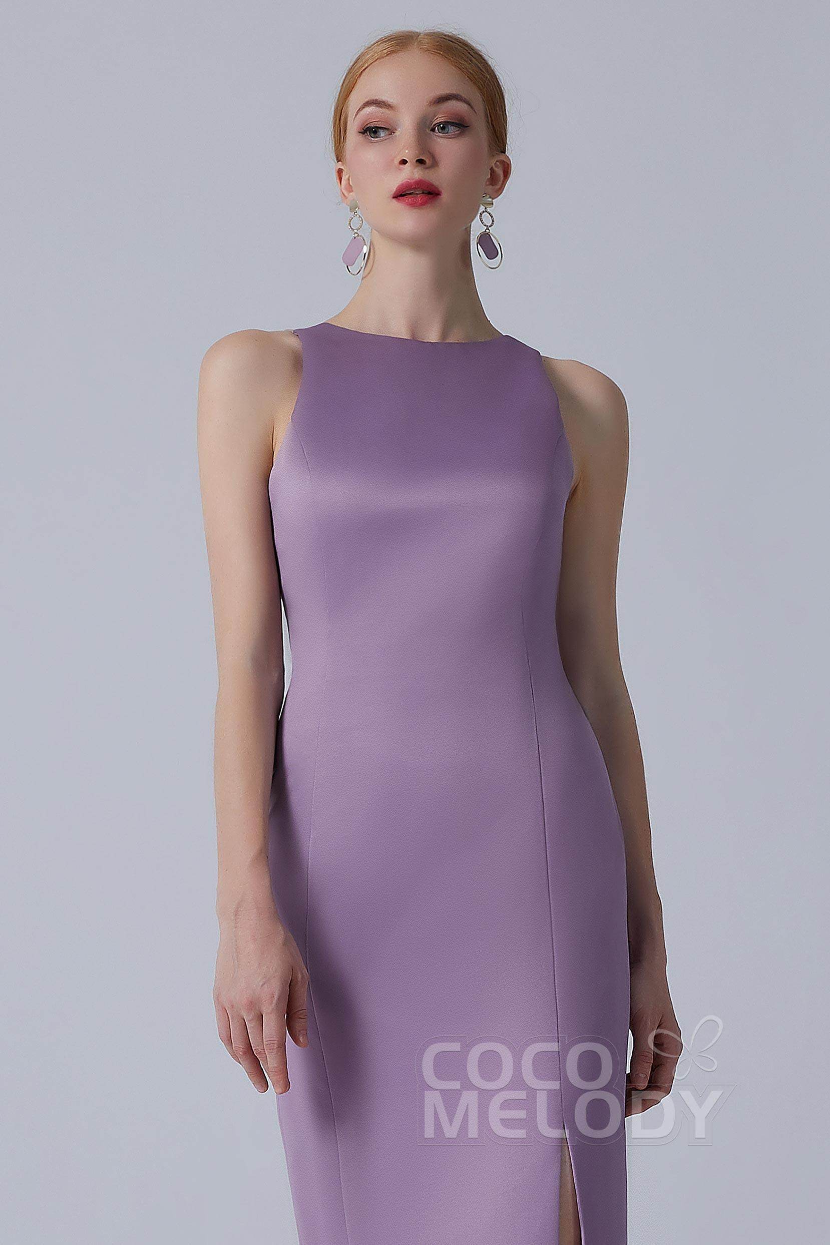 Sheath-Column Floor Length Satin Dress CB0267 - COCOMELODY