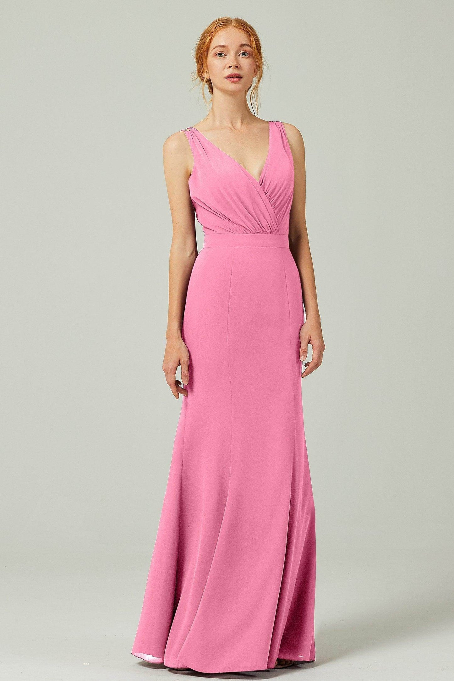 Sheath-Column Floor Length Chiffon Bridesmaid Dress CB0291 - COCOMELODY
