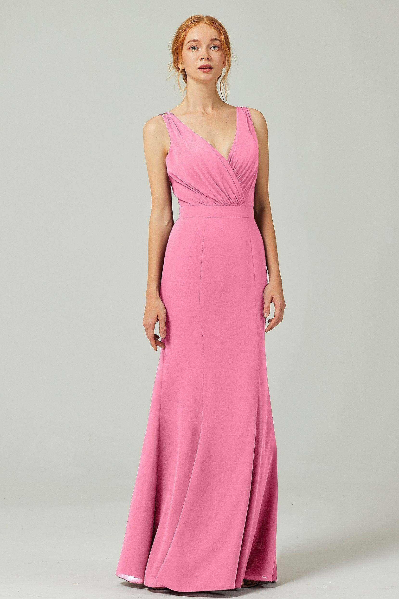 Sheath-Column Floor Length Chiffon Bridesmaid Dress CB0291 - COCOMELODY