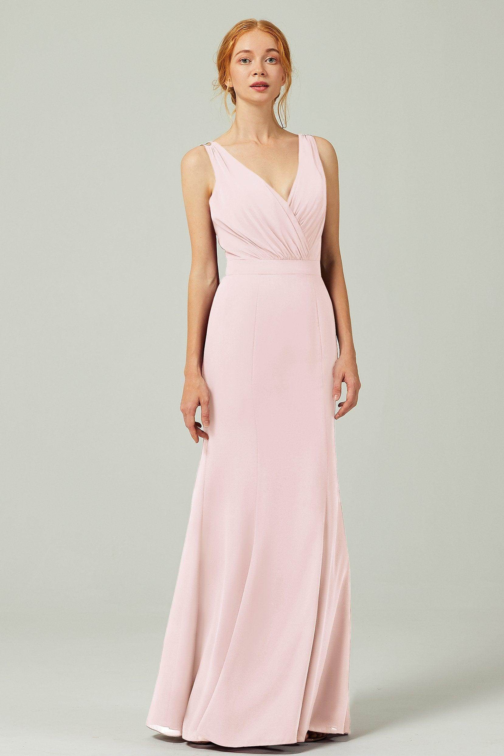 Sheath-Column Floor Length Chiffon Bridesmaid Dress CB0291 - COCOMELODY