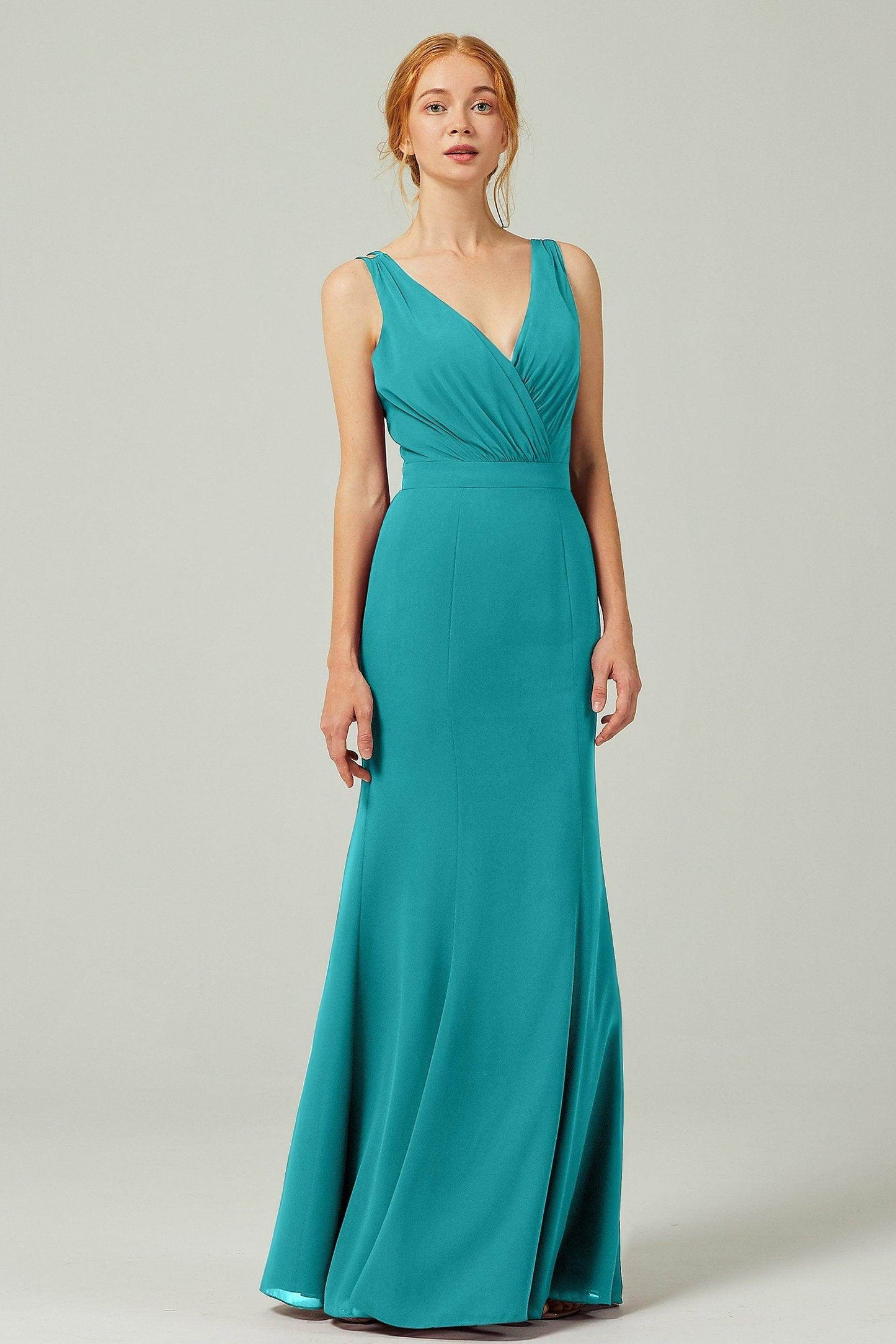 Sheath-Column Floor Length Chiffon Bridesmaid Dress CB0291 - COCOMELODY