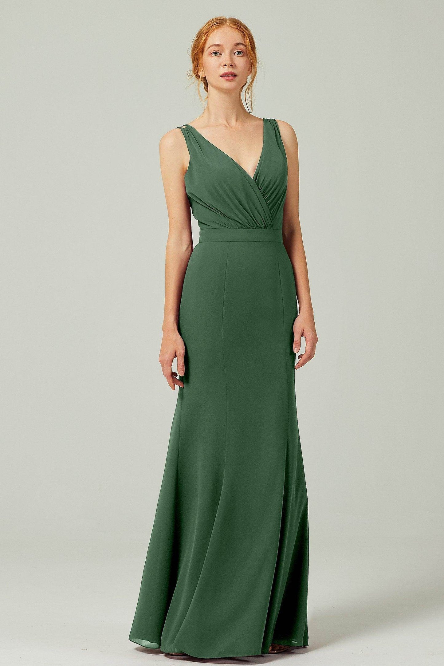 Sheath-Column Floor Length Chiffon Bridesmaid Dress CB0291 - COCOMELODY