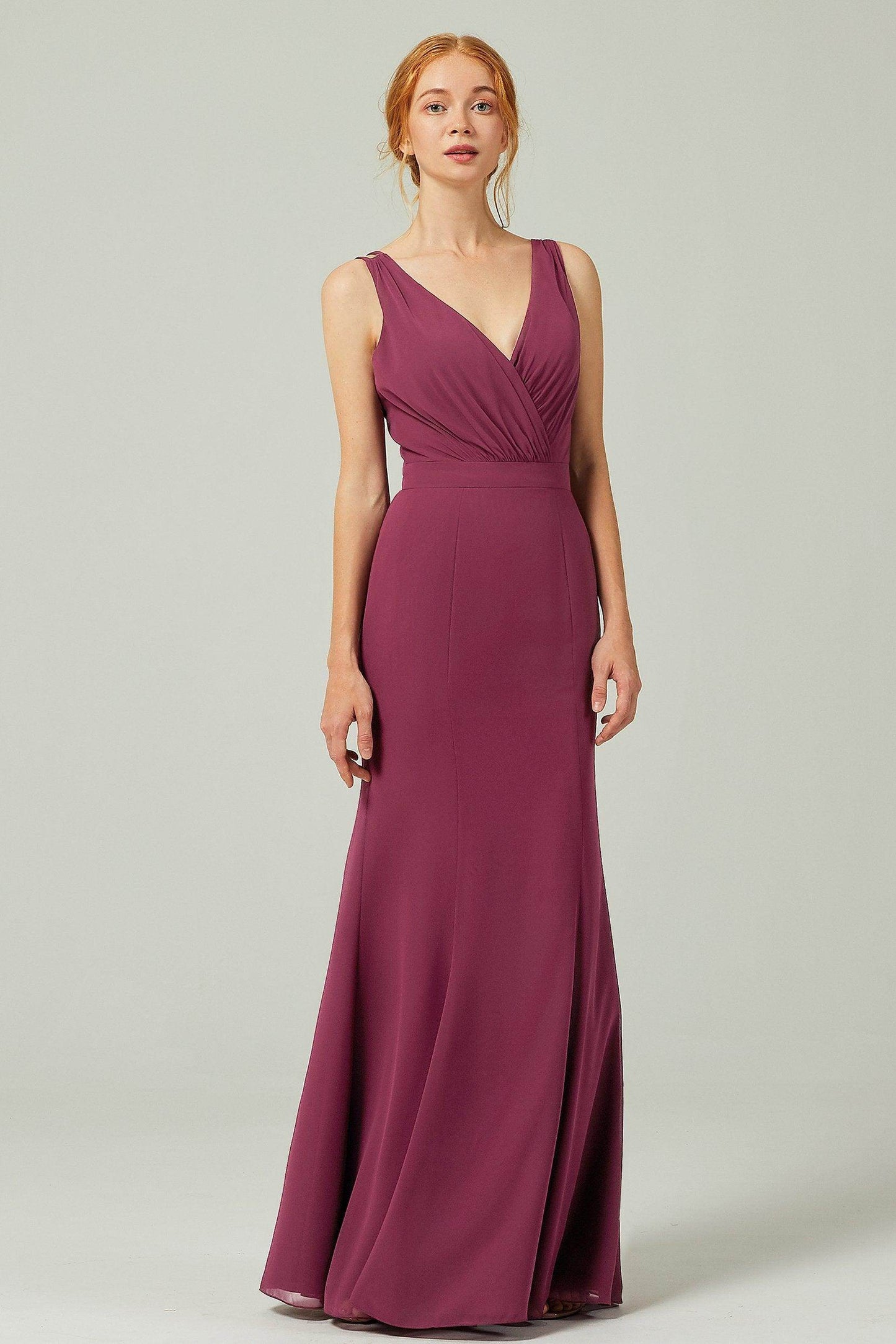 Sheath-Column Floor Length Chiffon Bridesmaid Dress CB0291 - COCOMELODY