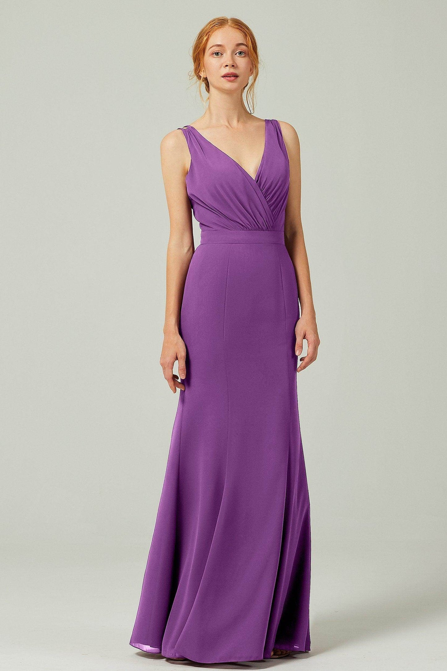 Sheath-Column Floor Length Chiffon Bridesmaid Dress CB0291 - COCOMELODY