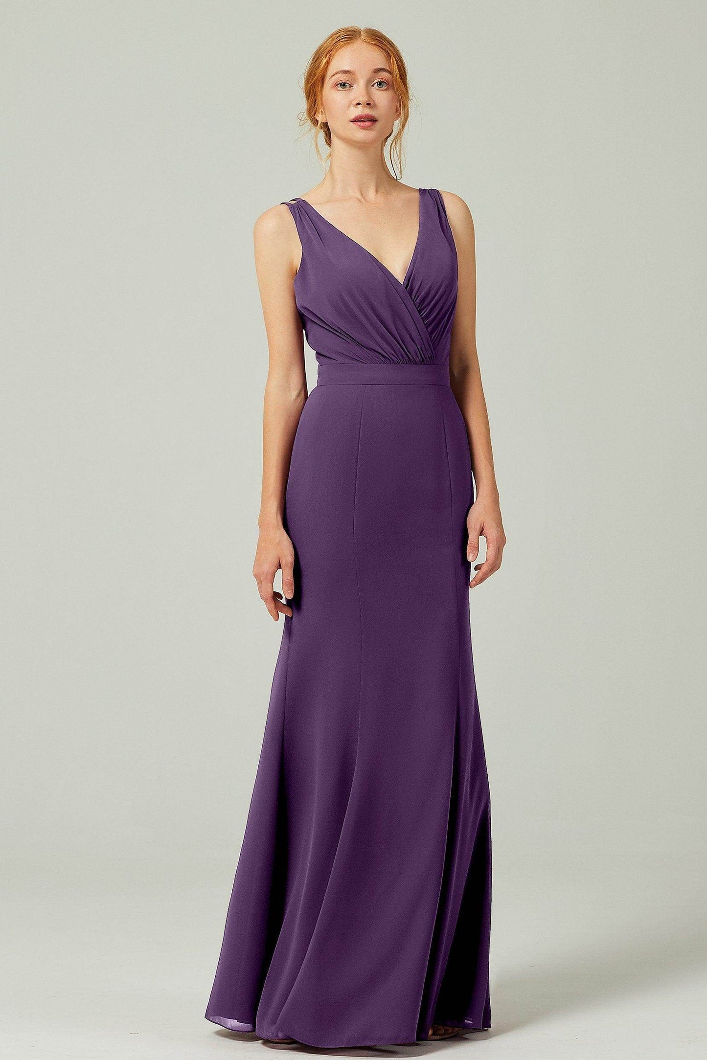 Sheath-Column Floor Length Chiffon Bridesmaid Dress CB0291 - COCOMELODY