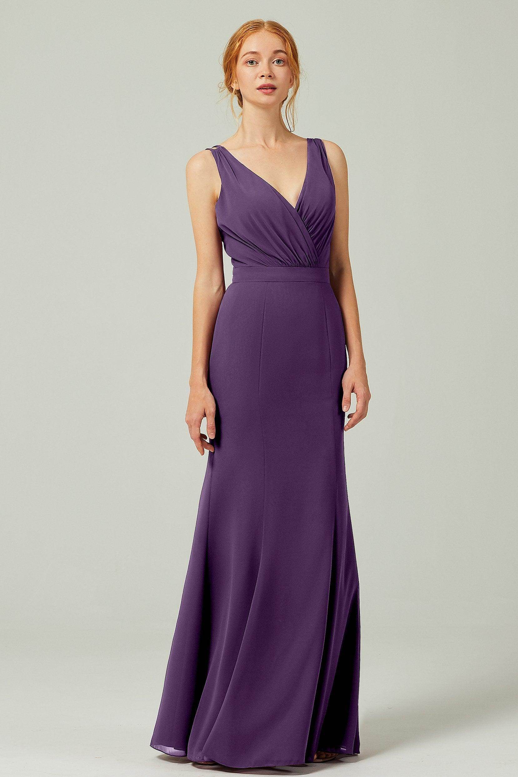 Sheath-Column Floor Length Chiffon Bridesmaid Dress CB0291 - COCOMELODY