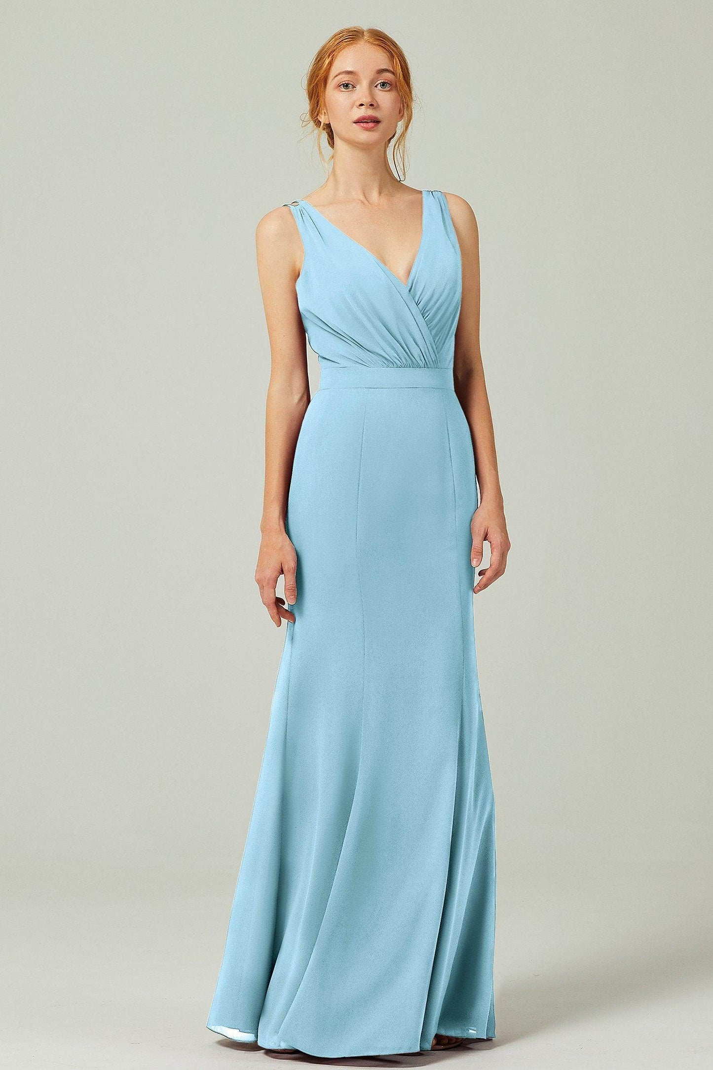 Sheath-Column Floor Length Chiffon Bridesmaid Dress CB0291 - COCOMELODY
