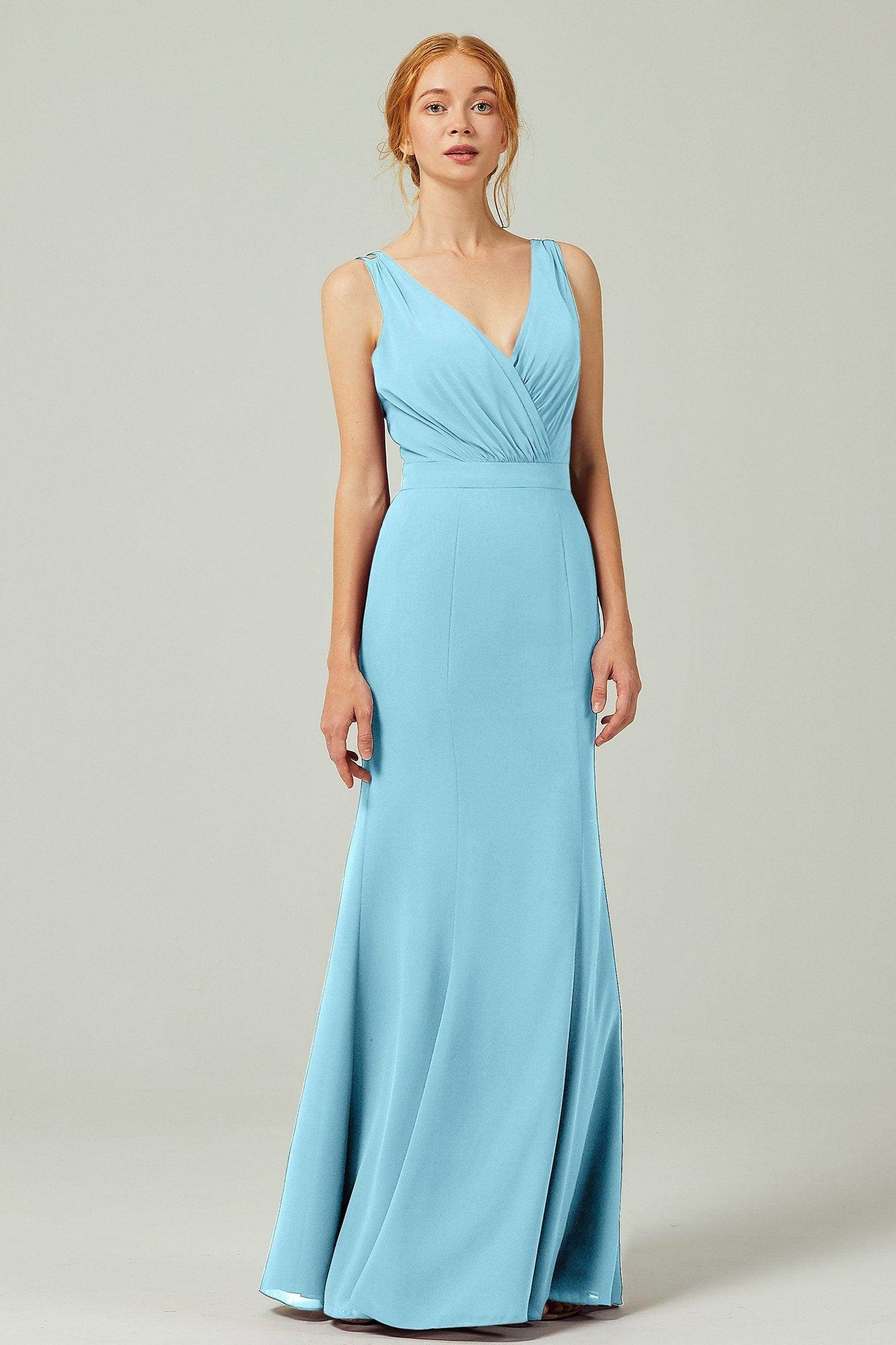 Sheath-Column Floor Length Chiffon Bridesmaid Dress CB0291 - COCOMELODY