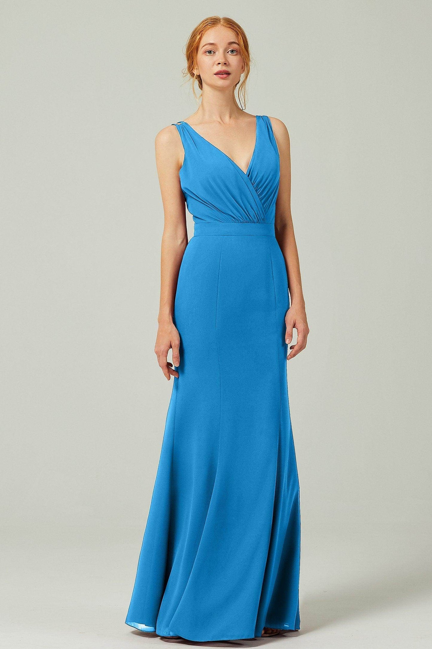 Sheath-Column Floor Length Chiffon Bridesmaid Dress CB0291 - COCOMELODY