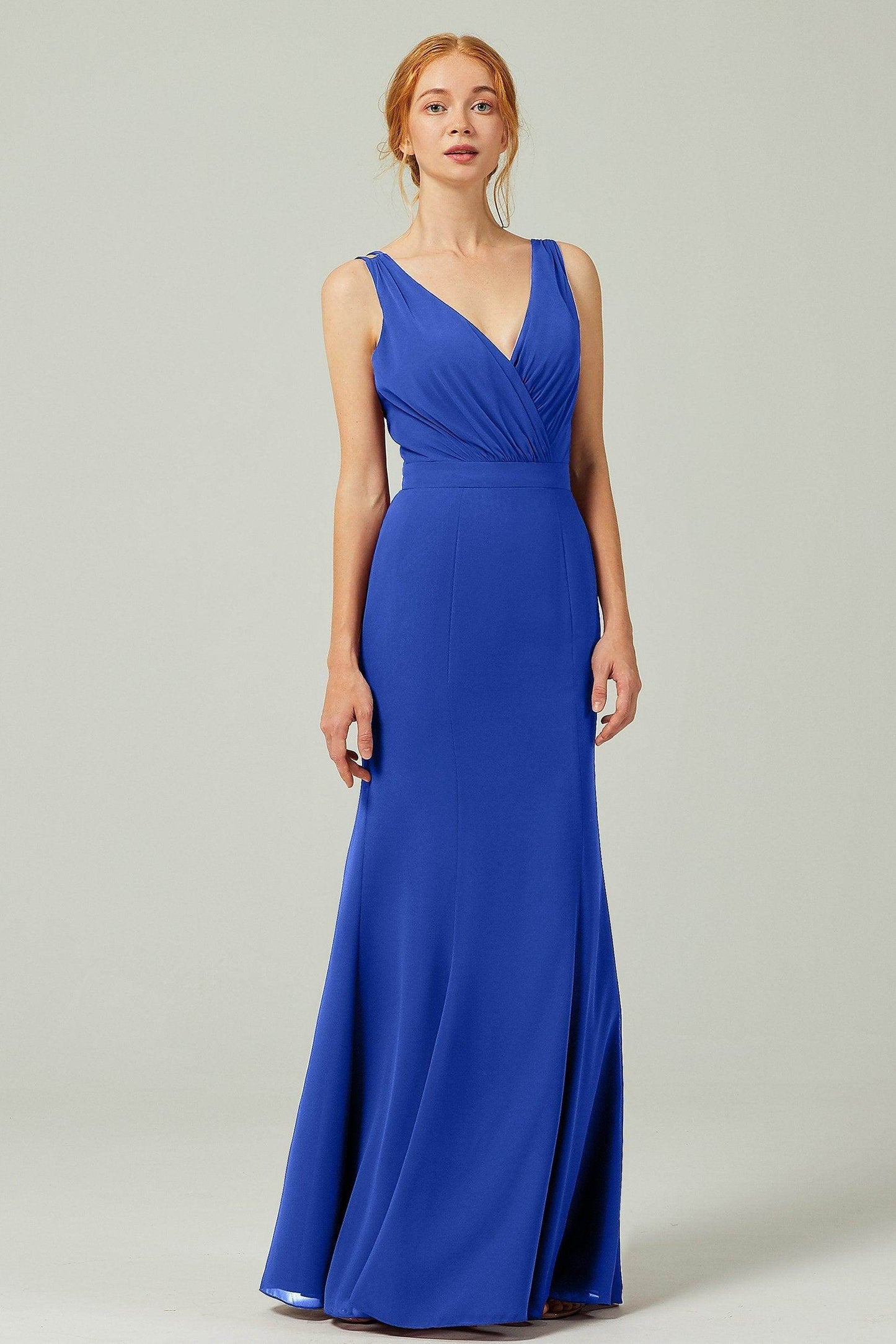 Sheath-Column Floor Length Chiffon Bridesmaid Dress CB0291 - COCOMELODY