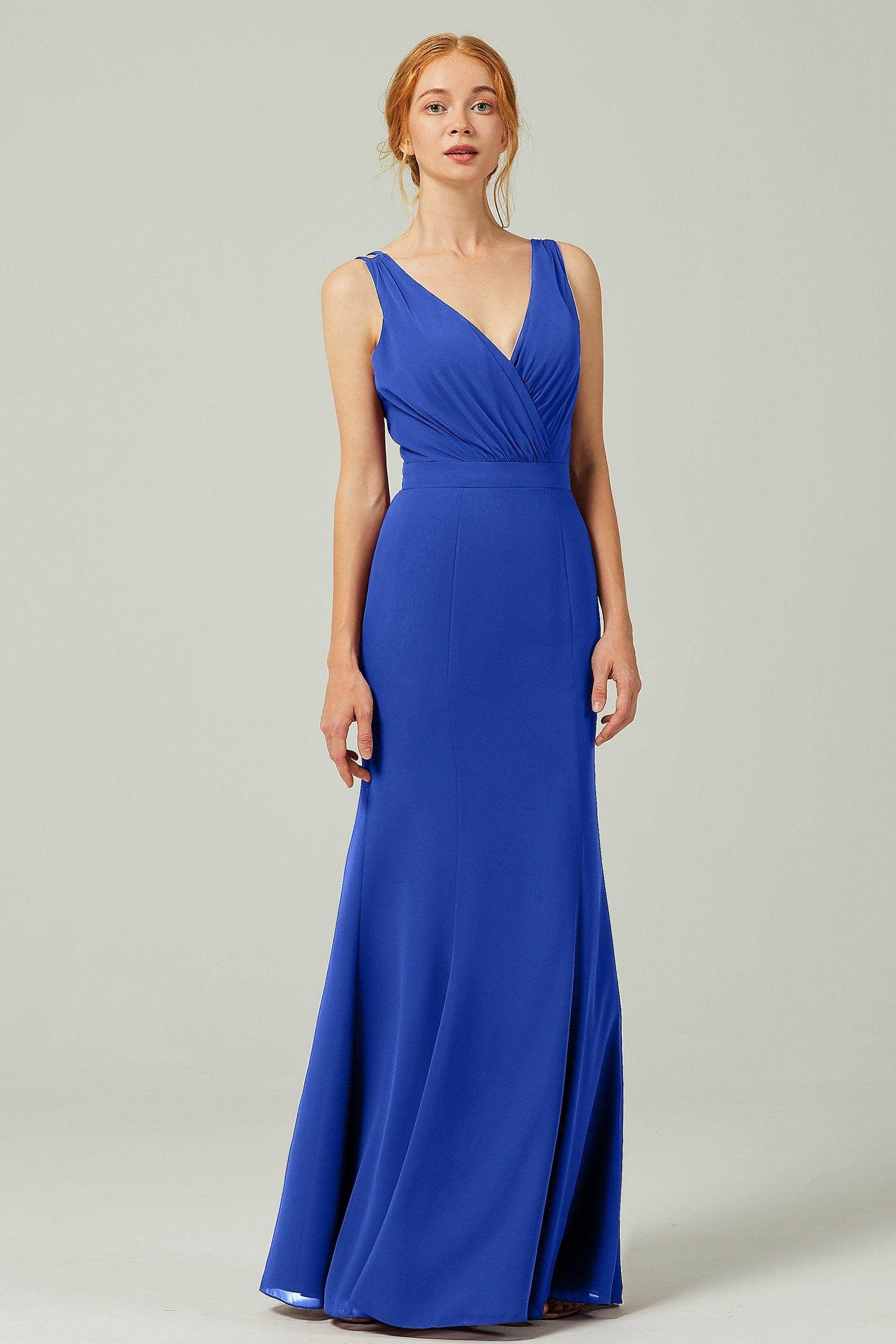 Sheath-Column Floor Length Chiffon Bridesmaid Dress CB0291 - COCOMELODY