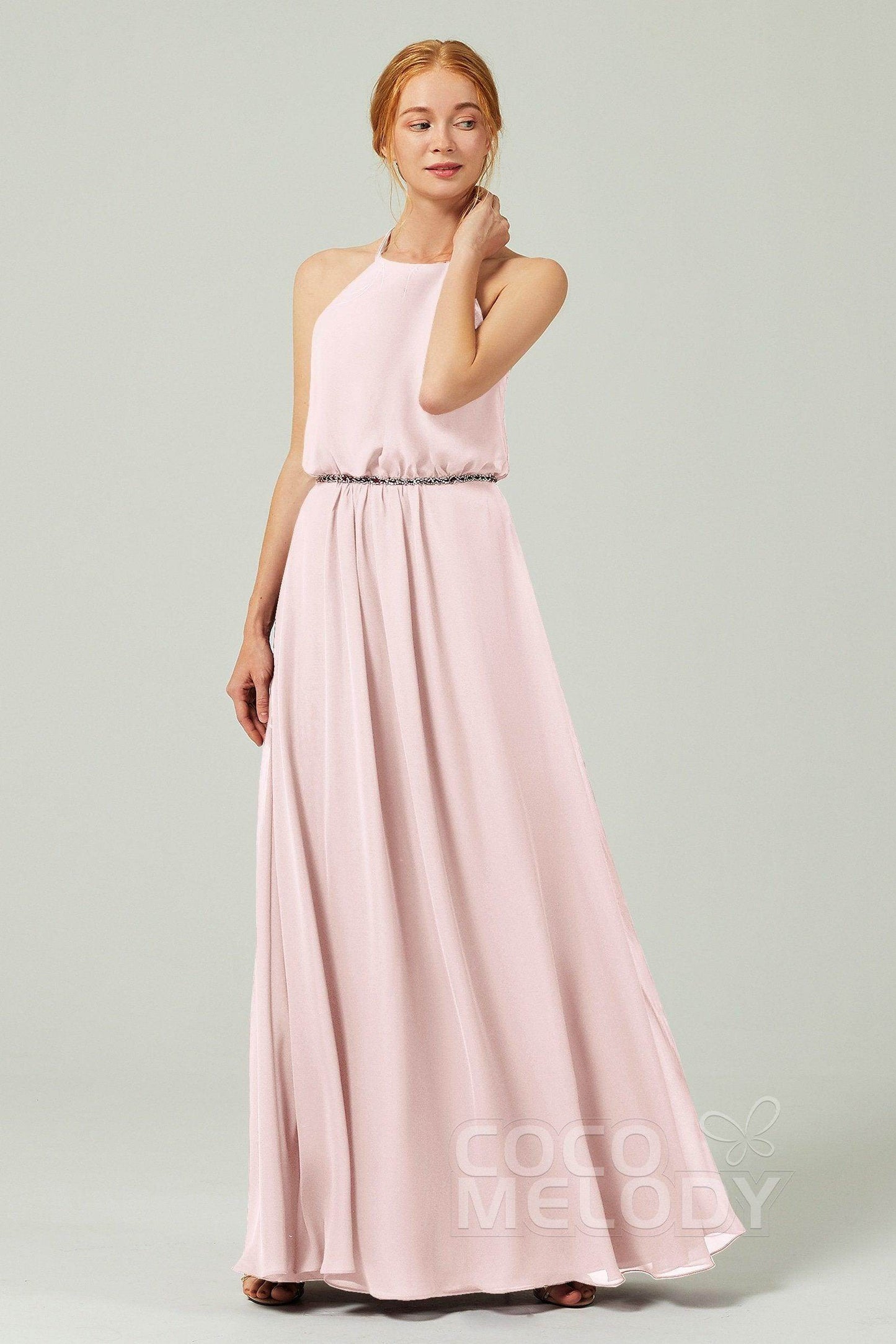 A-Line Floor Length Chiffon Bridesmaid Dress CB0292 - COCOMELODY