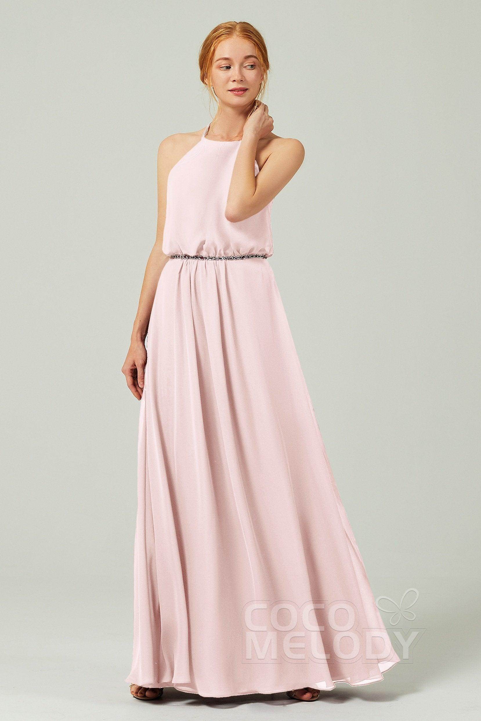 A-Line Floor Length Chiffon Bridesmaid Dress CB0292 - COCOMELODY