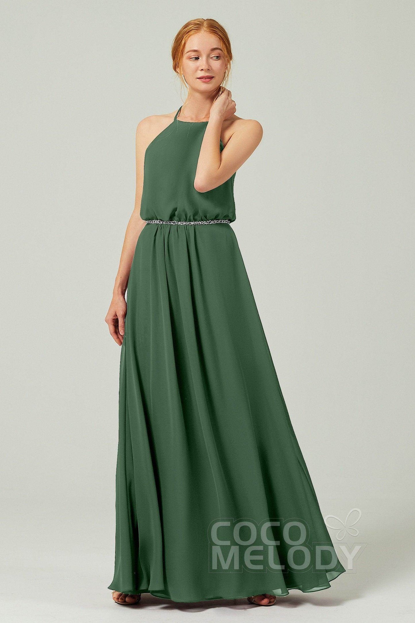 A-Line Floor Length Chiffon Bridesmaid Dress CB0292 - COCOMELODY