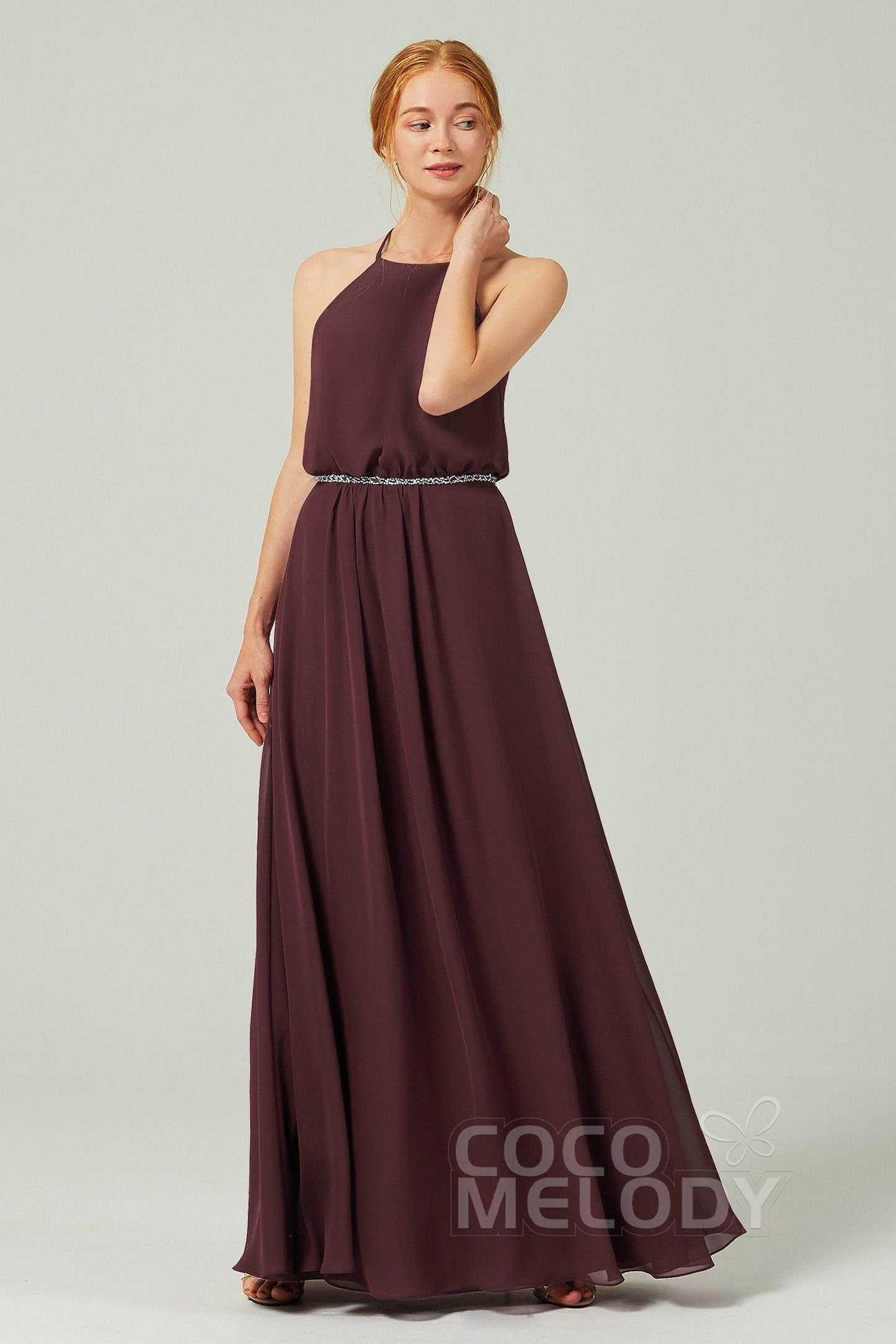 A-Line Floor Length Chiffon Bridesmaid Dress CB0292 - COCOMELODY