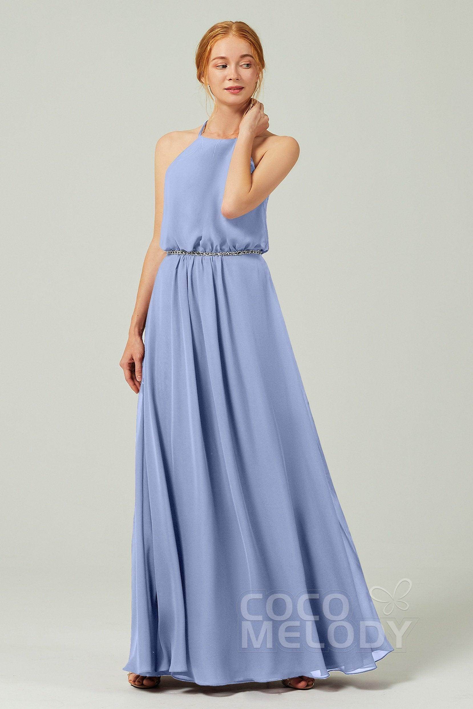 A-Line Floor Length Chiffon Bridesmaid Dress CB0292 - COCOMELODY