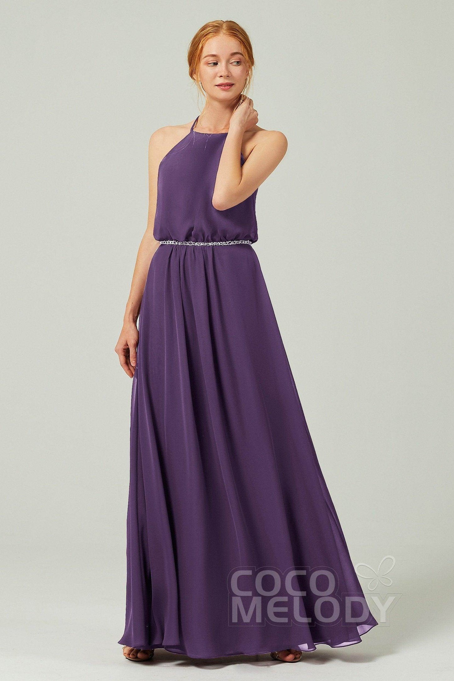 A-Line Floor Length Chiffon Bridesmaid Dress CB0292 - COCOMELODY