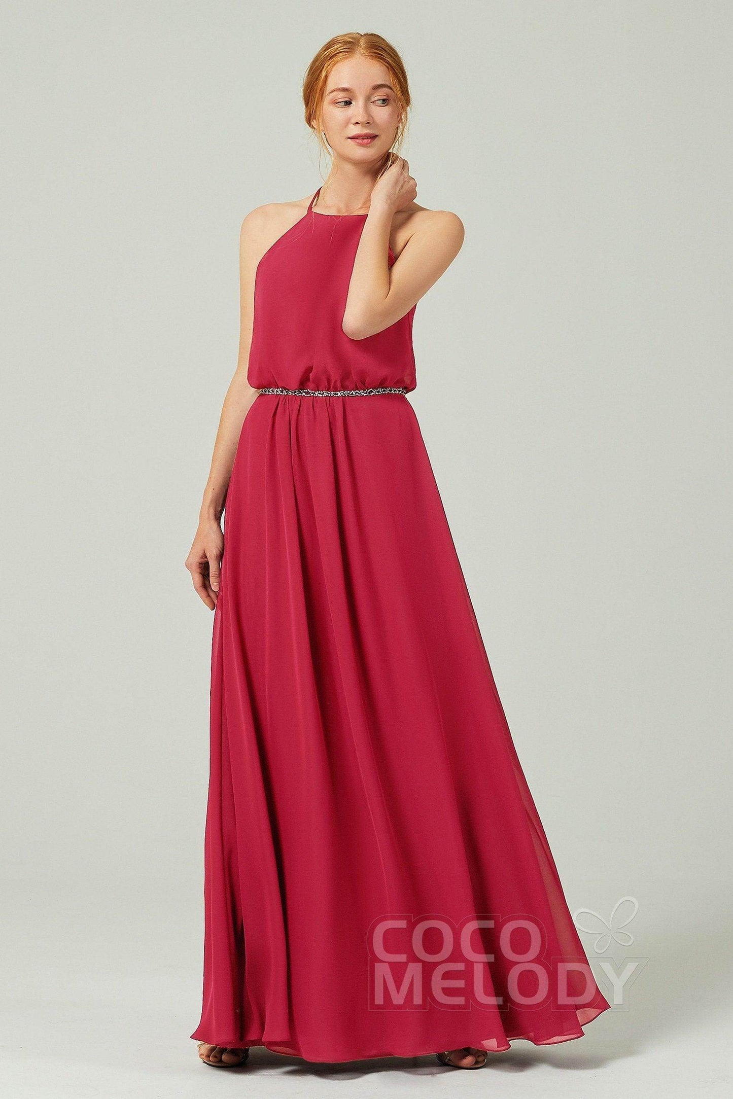 A-Line Floor Length Chiffon Bridesmaid Dress CB0292 - COCOMELODY