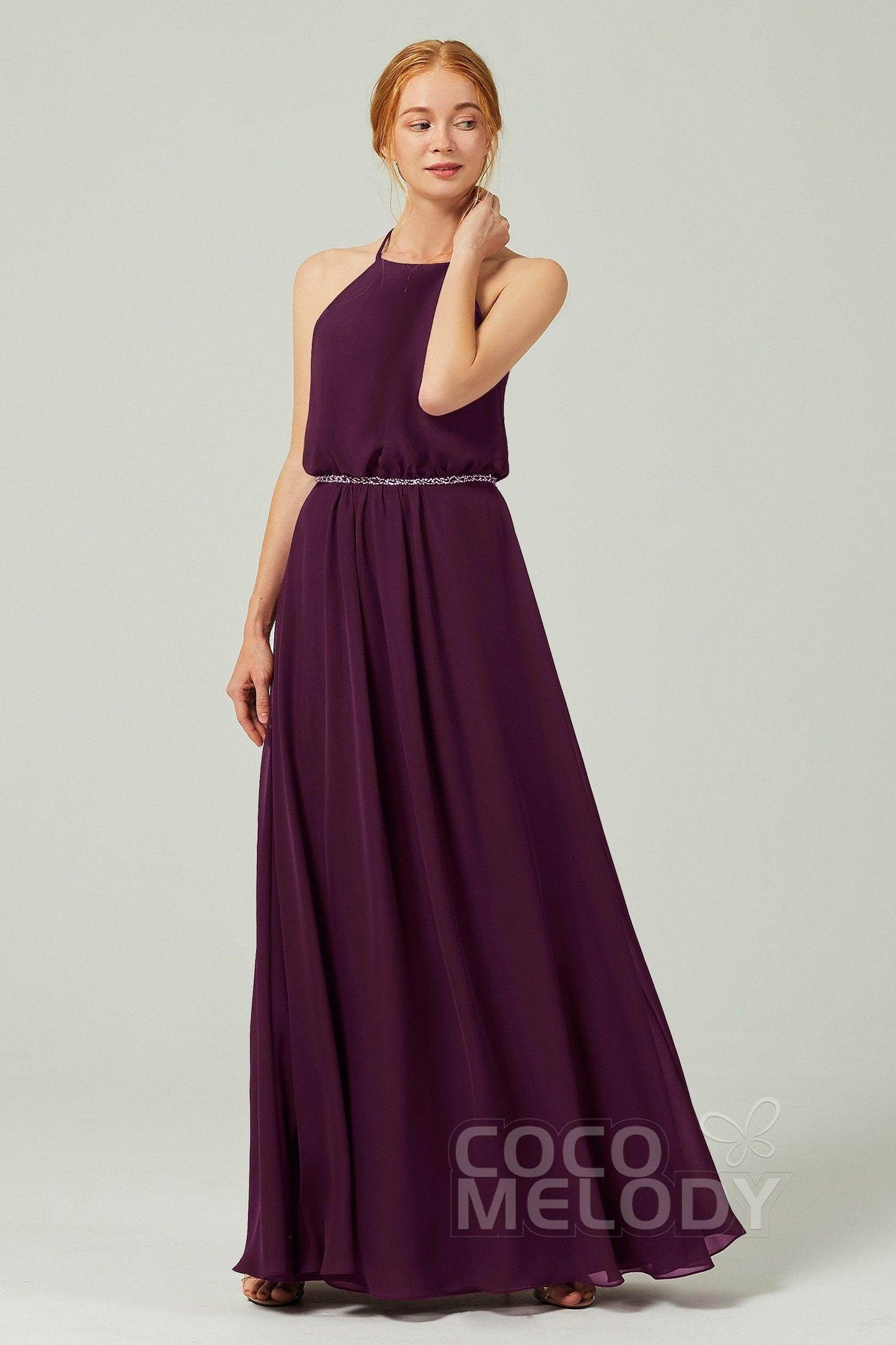 A-Line Floor Length Chiffon Bridesmaid Dress CB0292 - COCOMELODY