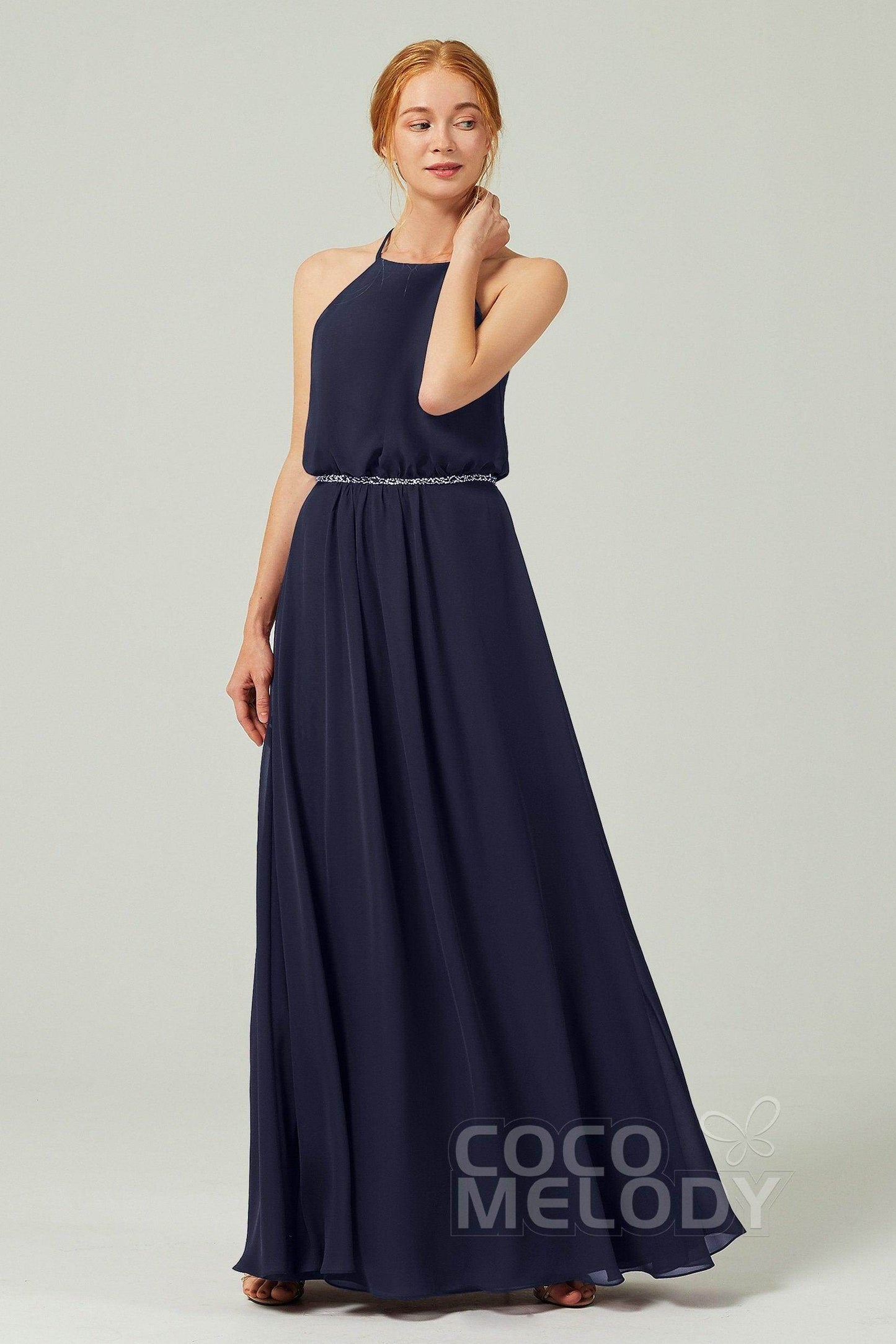 A-Line Floor Length Chiffon Bridesmaid Dress CB0292 - COCOMELODY