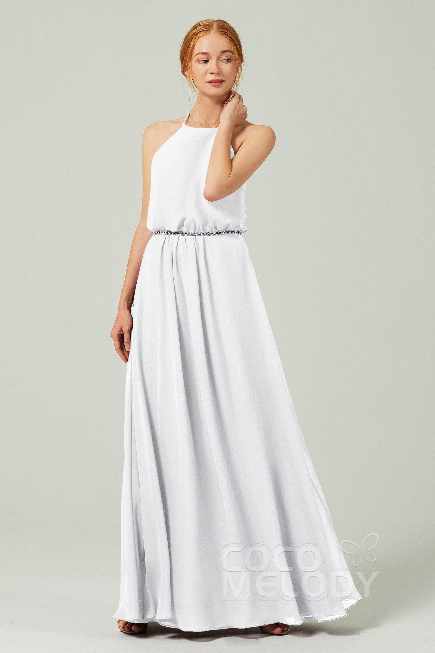 A-Line Floor Length Chiffon Bridesmaid Dress CB0292 - COCOMELODY