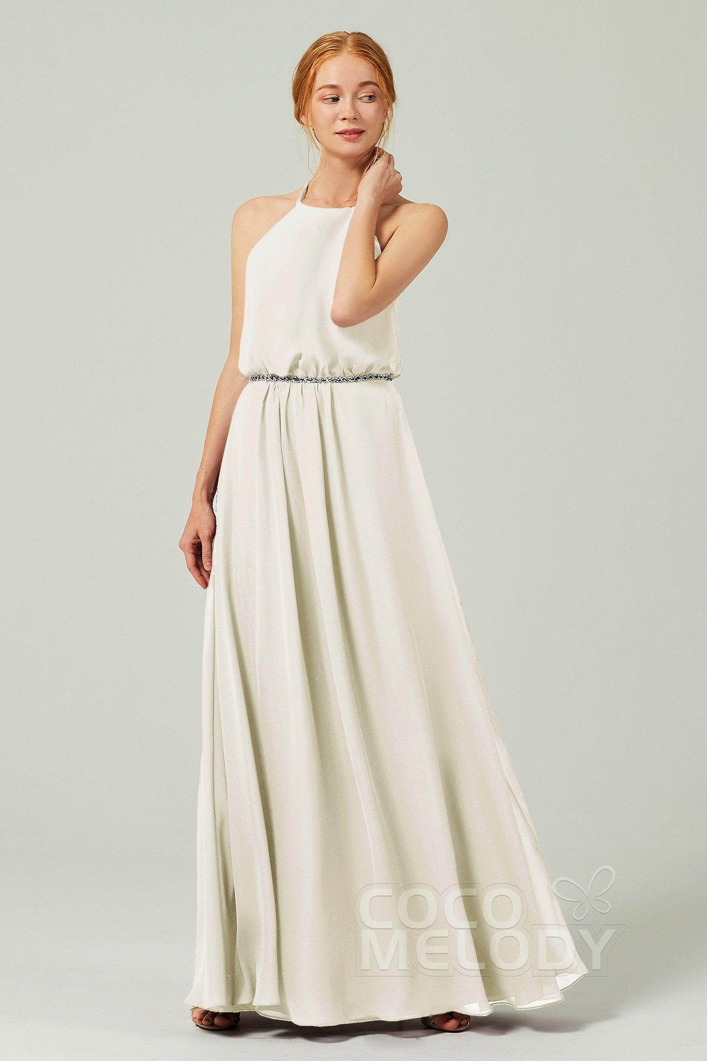 A-Line Floor Length Chiffon Bridesmaid Dress CB0292 - COCOMELODY