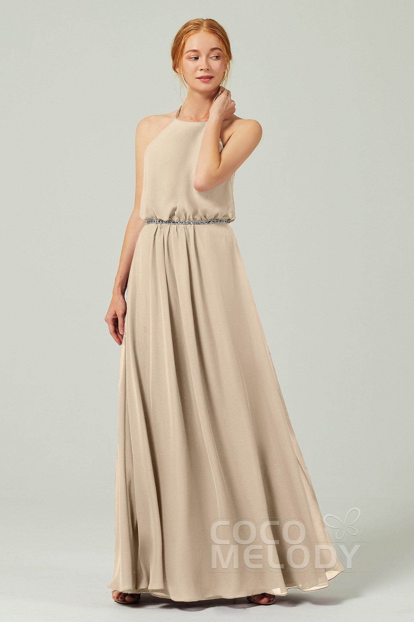 A-Line Floor Length Chiffon Bridesmaid Dress CB0292 - COCOMELODY