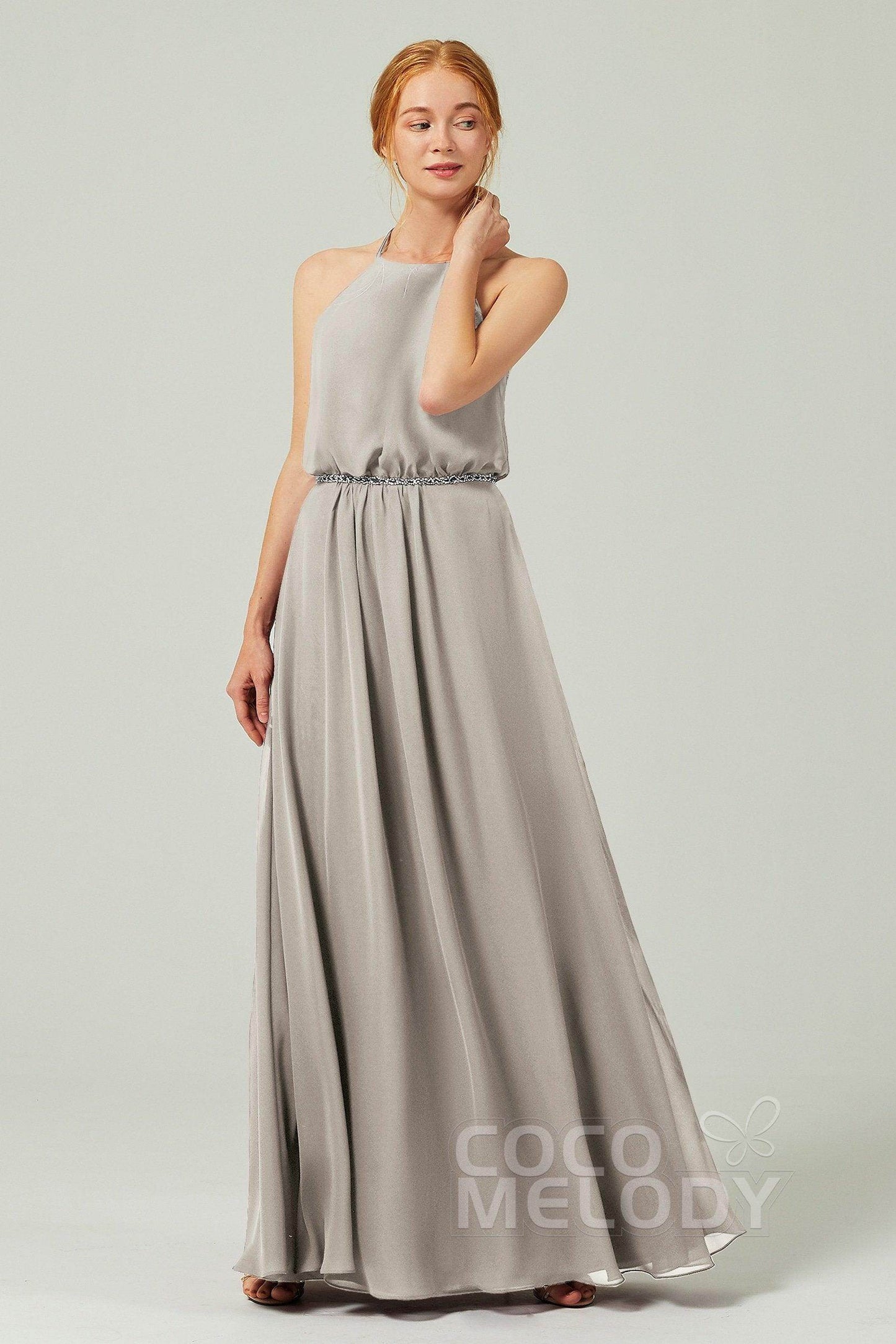 A-Line Floor Length Chiffon Bridesmaid Dress CB0292 - COCOMELODY