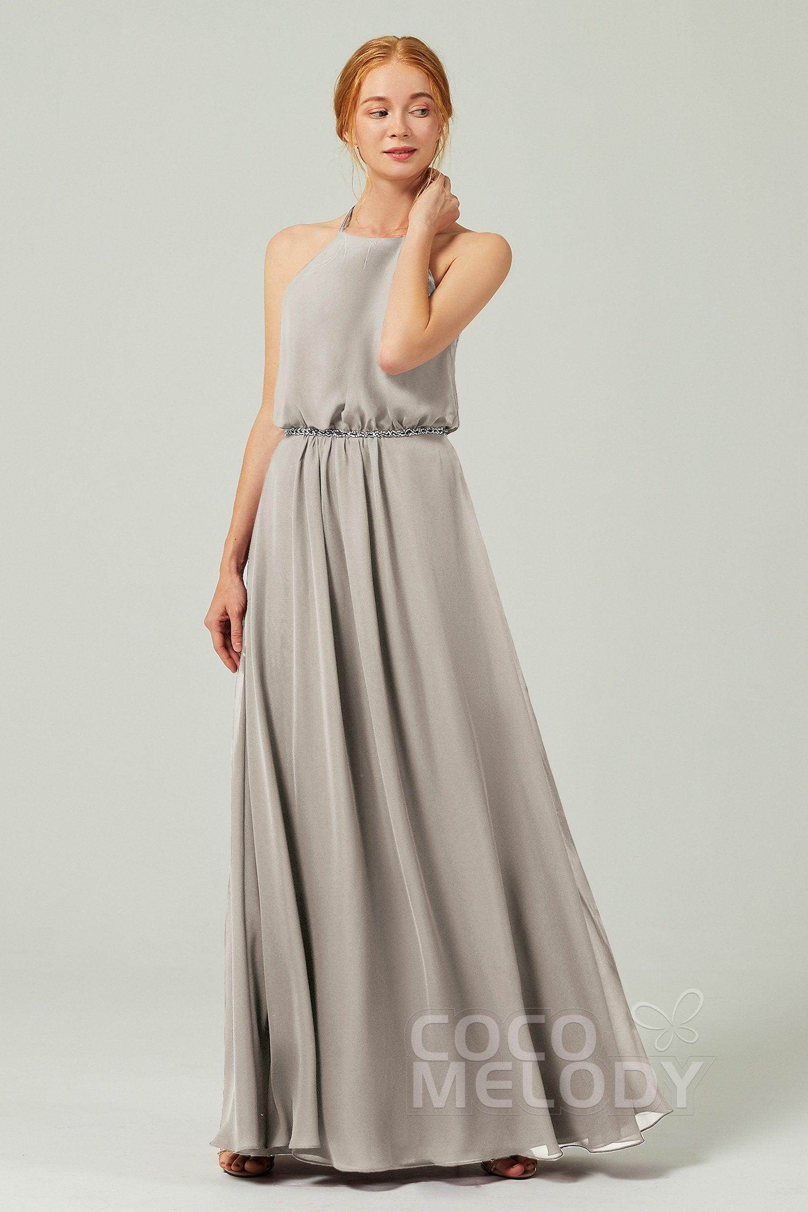 A-Line Floor Length Chiffon Bridesmaid Dress CB0292 - COCOMELODY